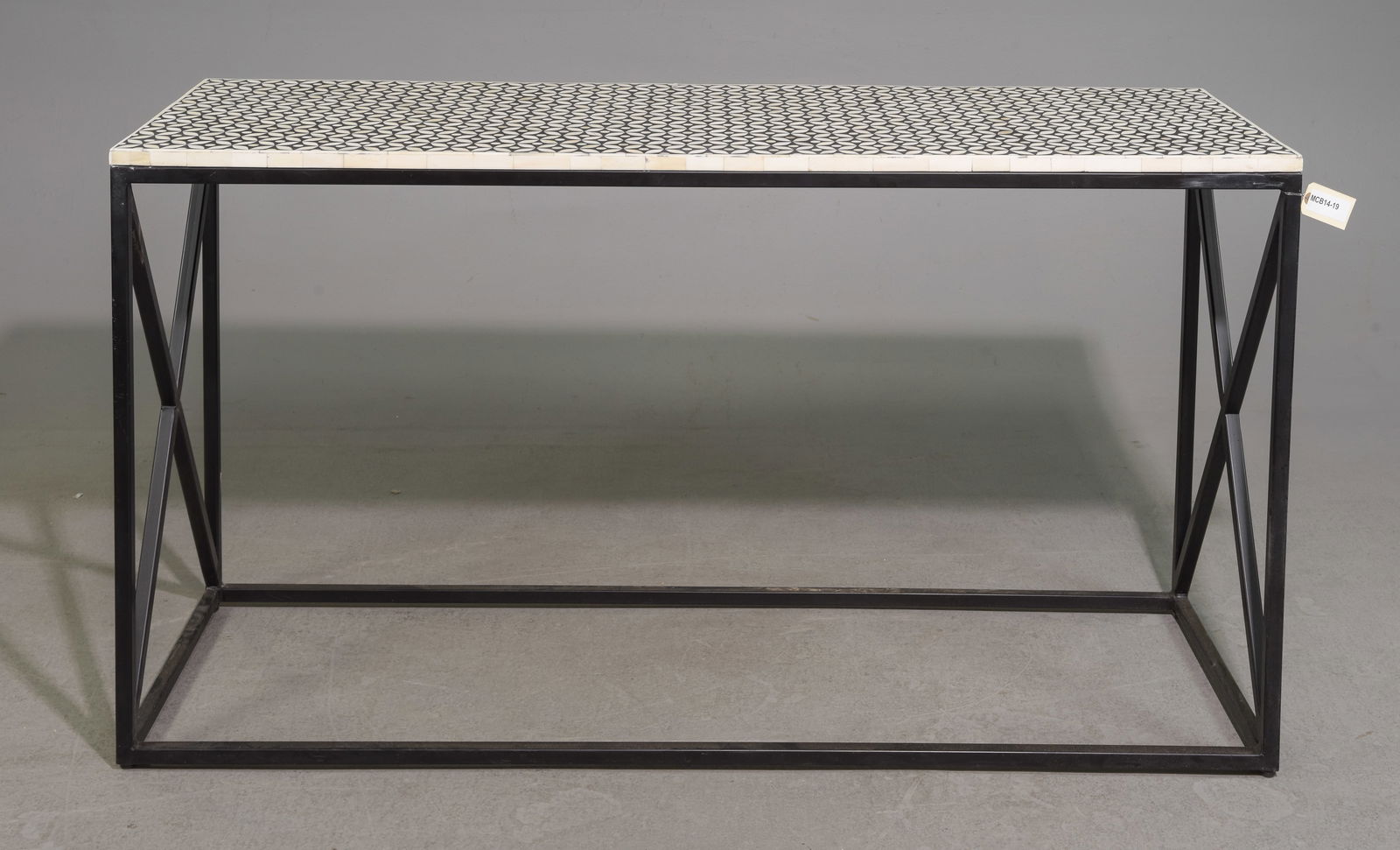 Modernist Bone Inlaid Metal Base Hall / Sofa Table #2 (1 of 4)