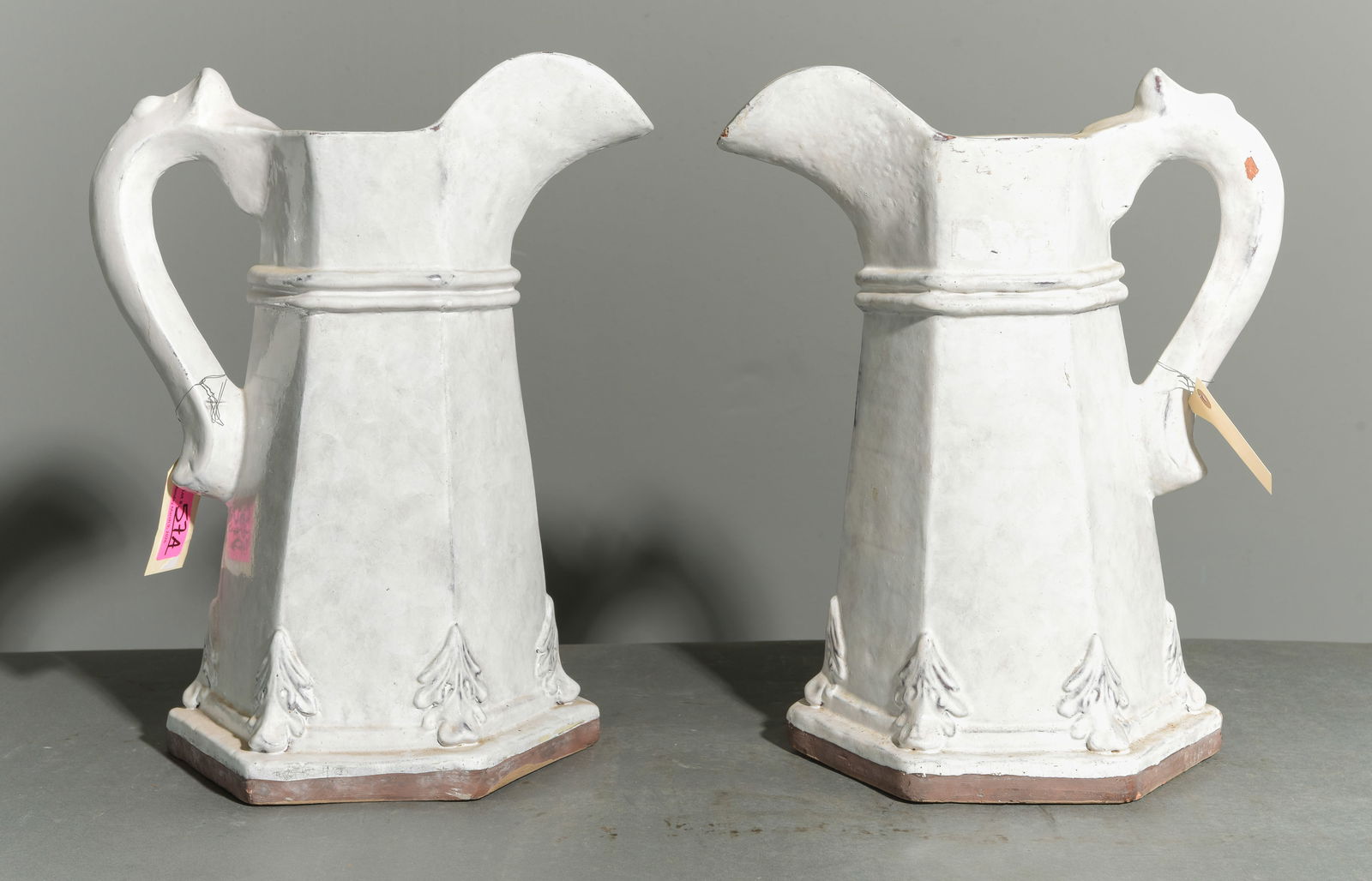 Pair of Heavy Pottery Pitcher Vases (1 of 2)