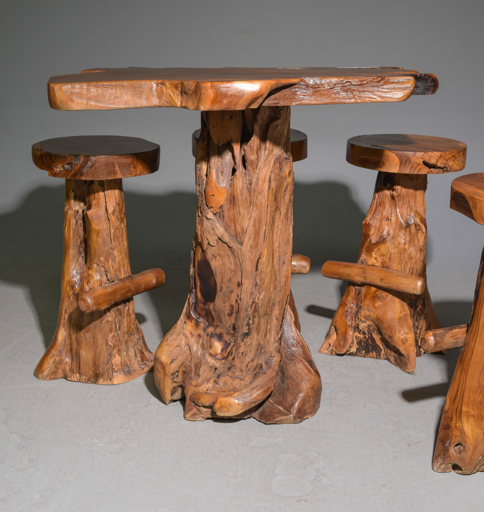 Live Edge Root Pub / Bar Table with Stools - 4