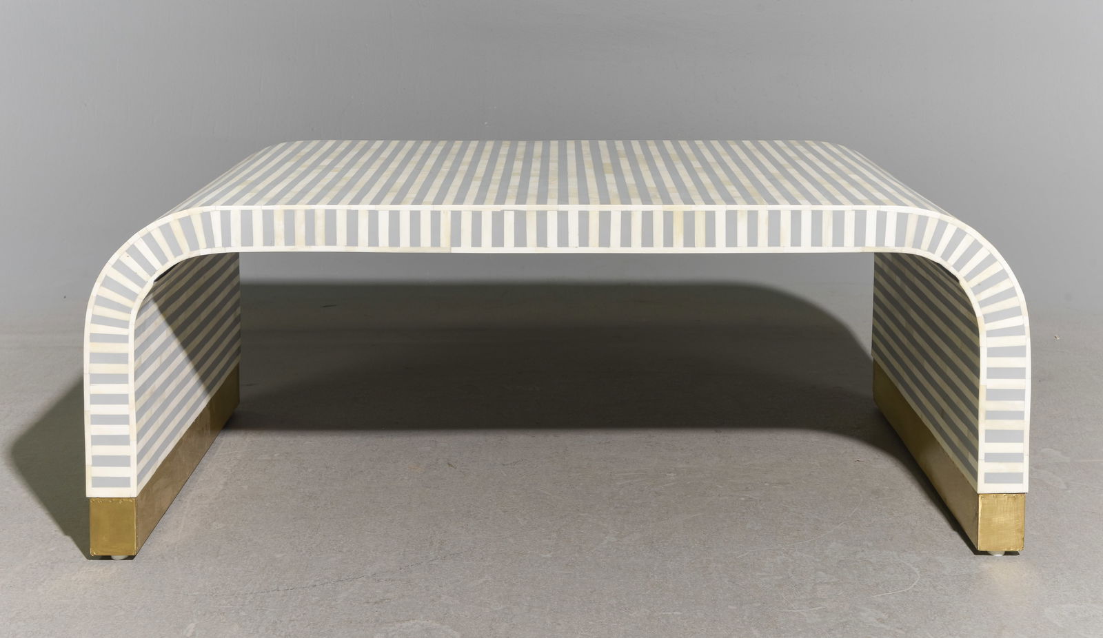 Grey & White Bone Inlaid Waterfall Coffee Table (1 of 3)