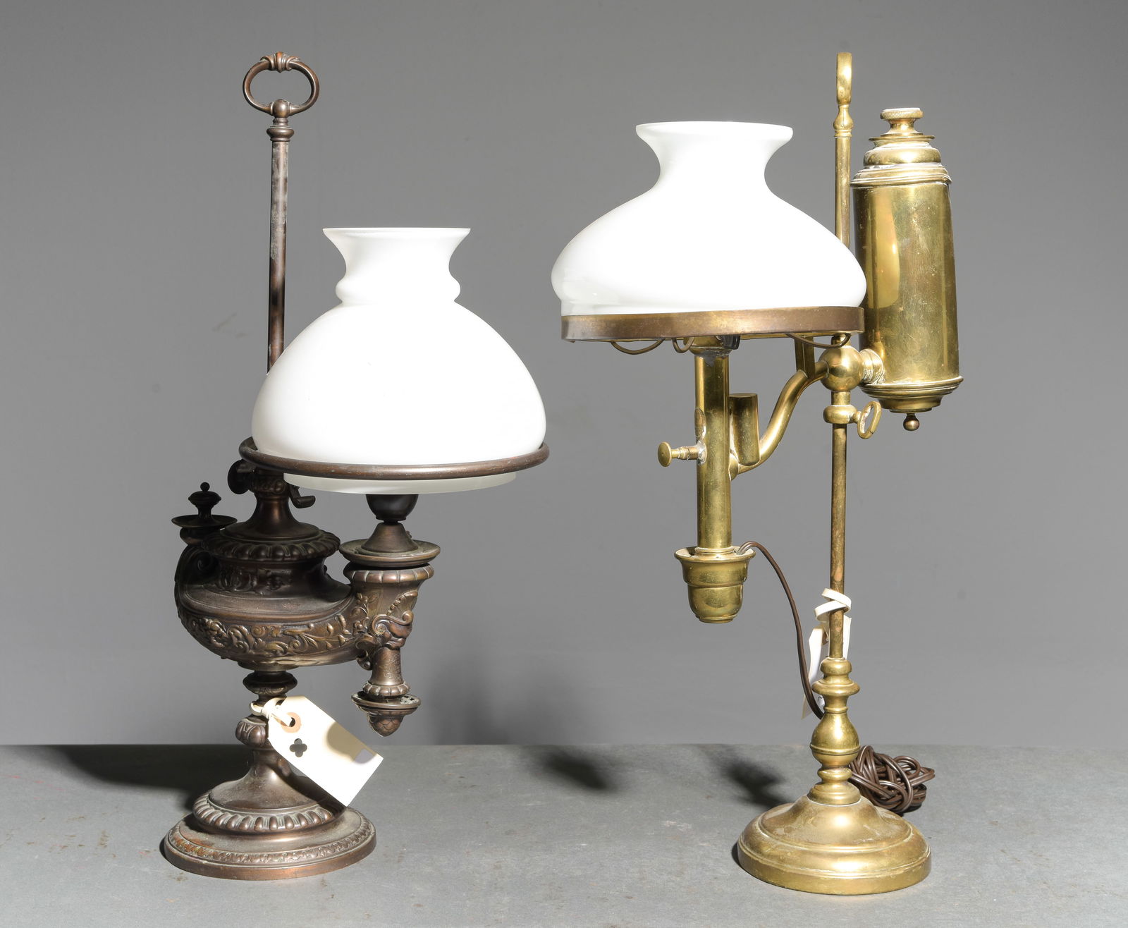 2 Danish Adjustable Desk Lamps with Shades (1 of 4)