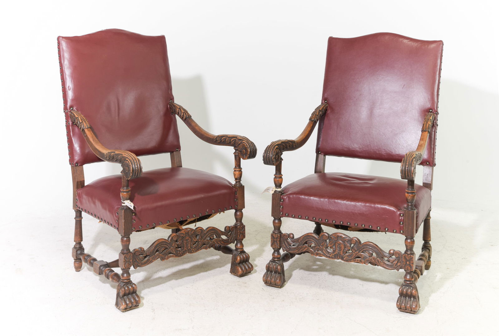 Renaissance Style Pair of Carved Arm Chairs (1 of 5)