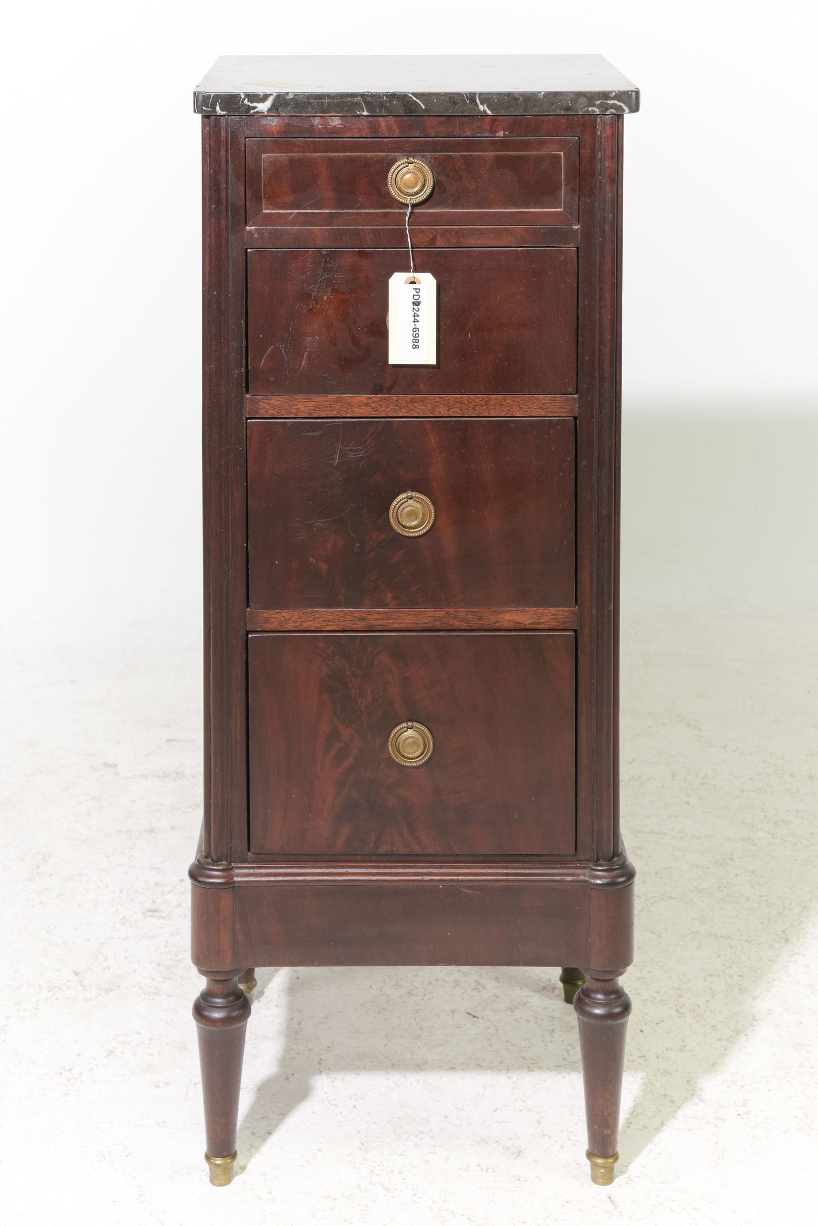French Marble Top Tall Chest / Nightstand: French Marble Top Tall Chest / Nightstand - 38.5 in tall x 15 x 13.5