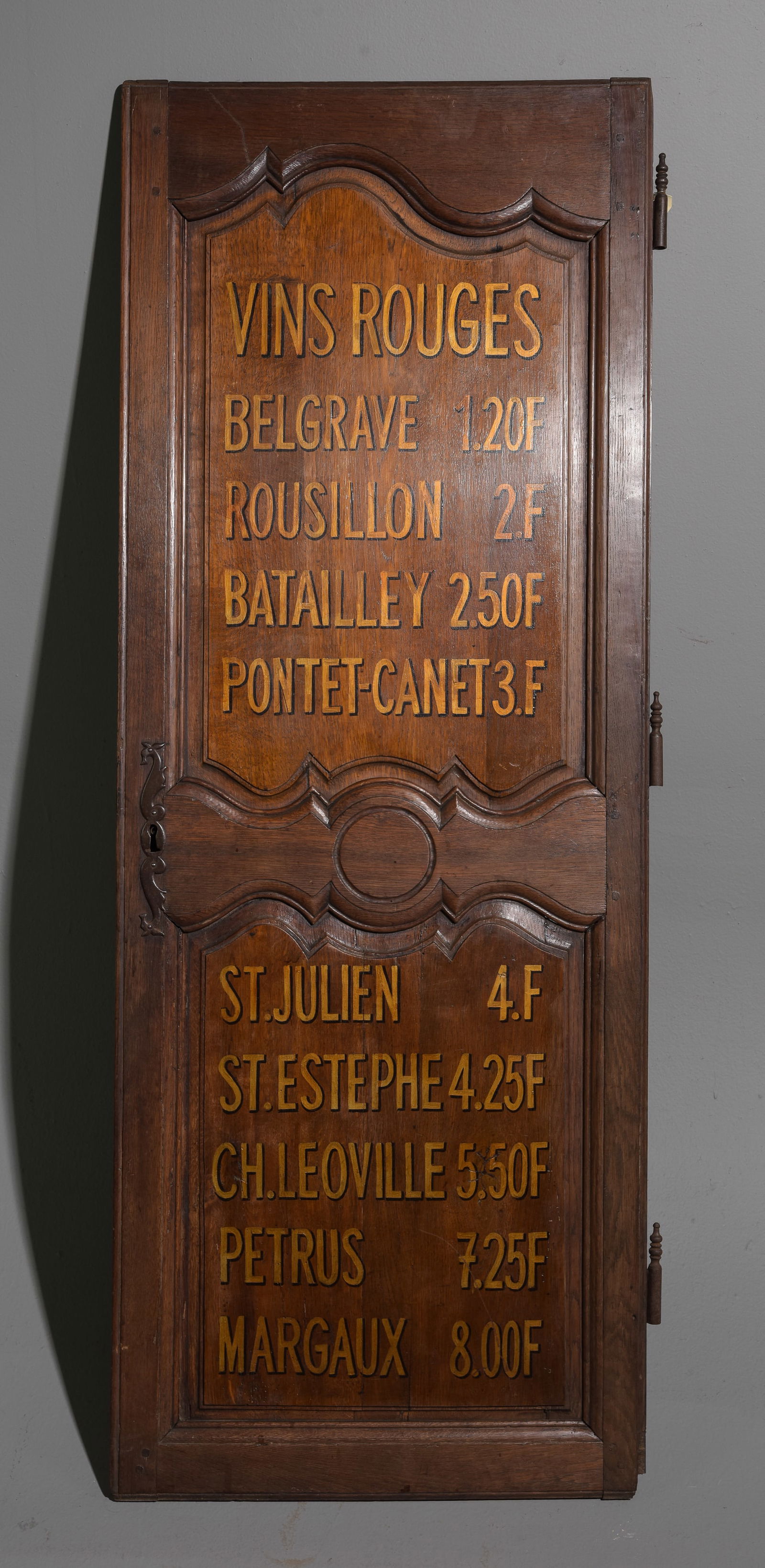 French Wine Menu Painted Cupboard Door #2: French Wine Menu Painted Cupboard Door - 61.25 in tall x 24 x 2