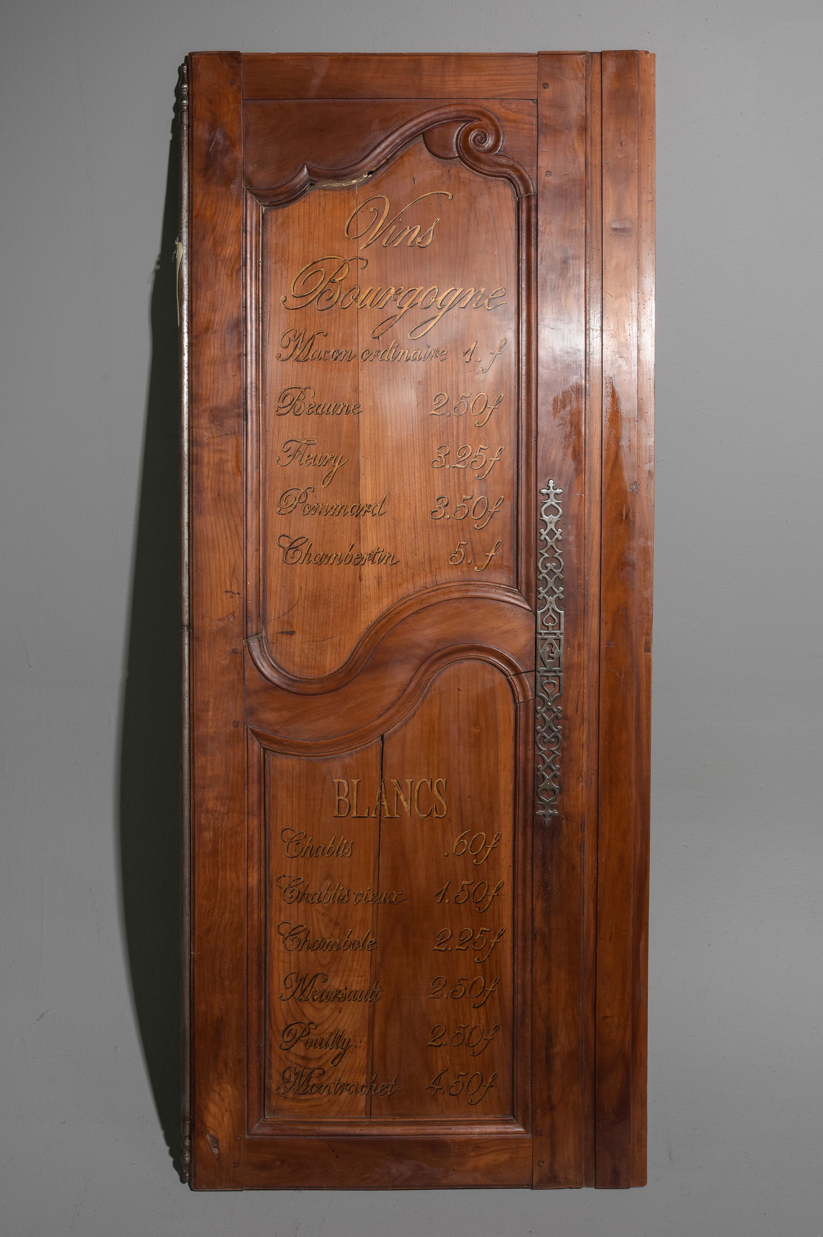 French Wine Menu Painted Cupboard Door #3: French Wine Menu Painted Cupboard Door - 66.5 in tall x 28 x 2