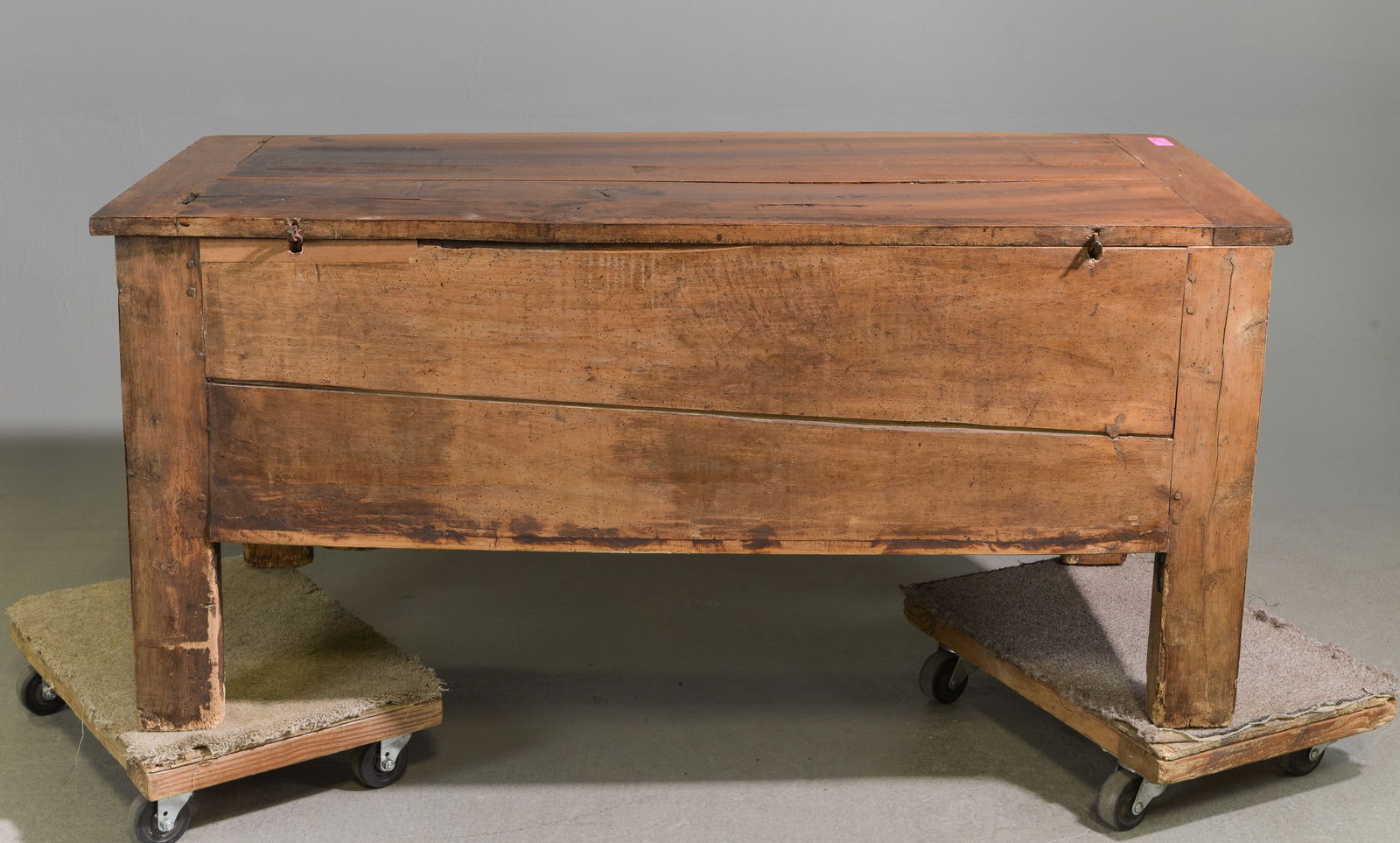 French Large Rustic Trunk / Blanket Box - 5