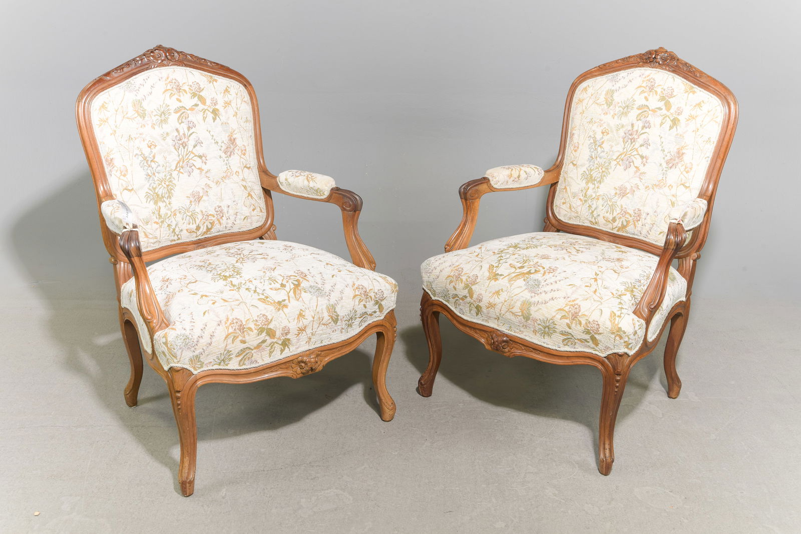 French Style Pair of Upholstered Arm Chairs (1 of 4)