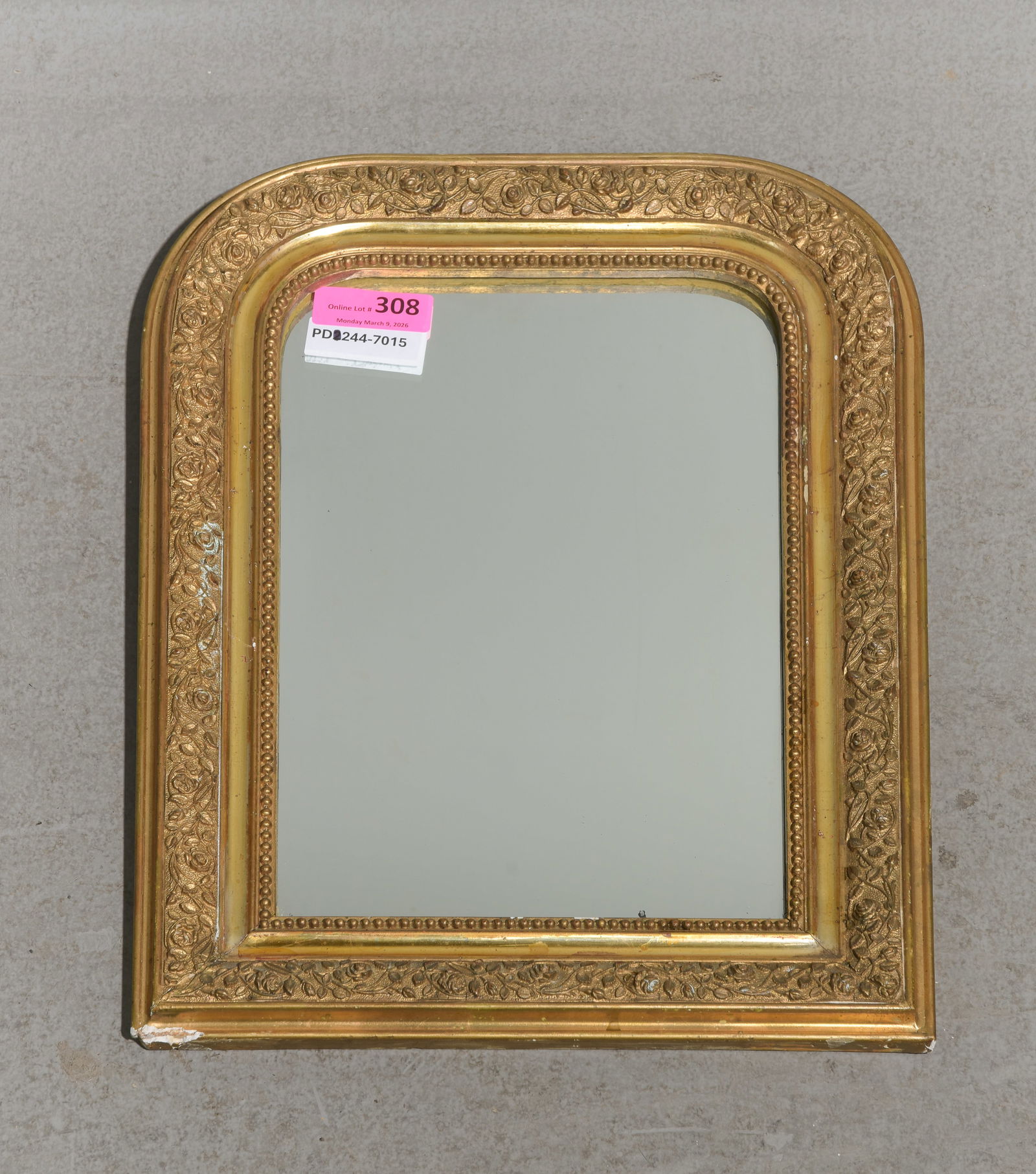 Louis Philippe Style Petite Gold Framed Mirror: French Louis Philippe Style Petite Gold Framed Mirror - 23 in tall x 17 x 1.5