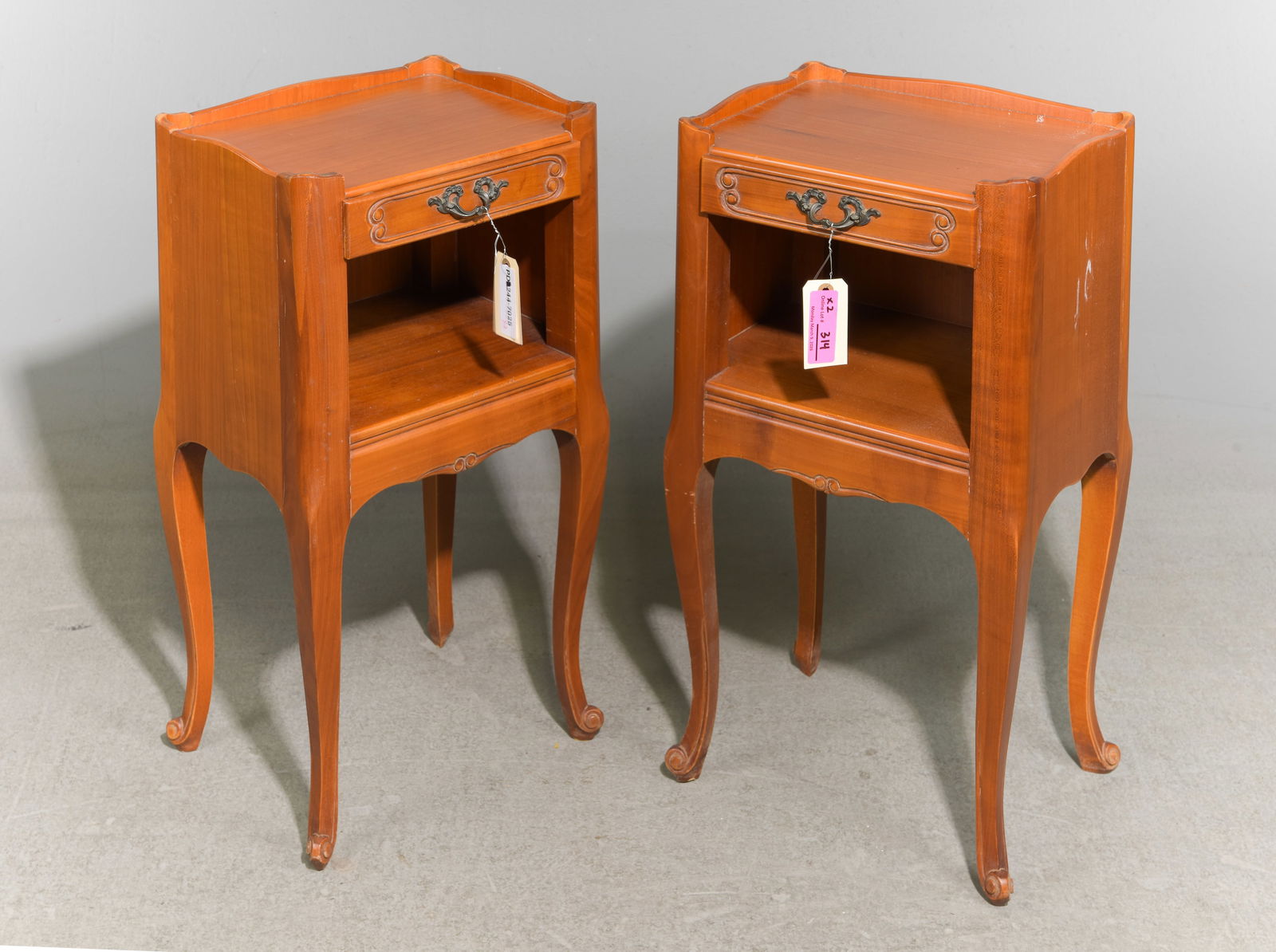 Louis XV Style Pair of Cherry Nightstands #1 (1 of 4)