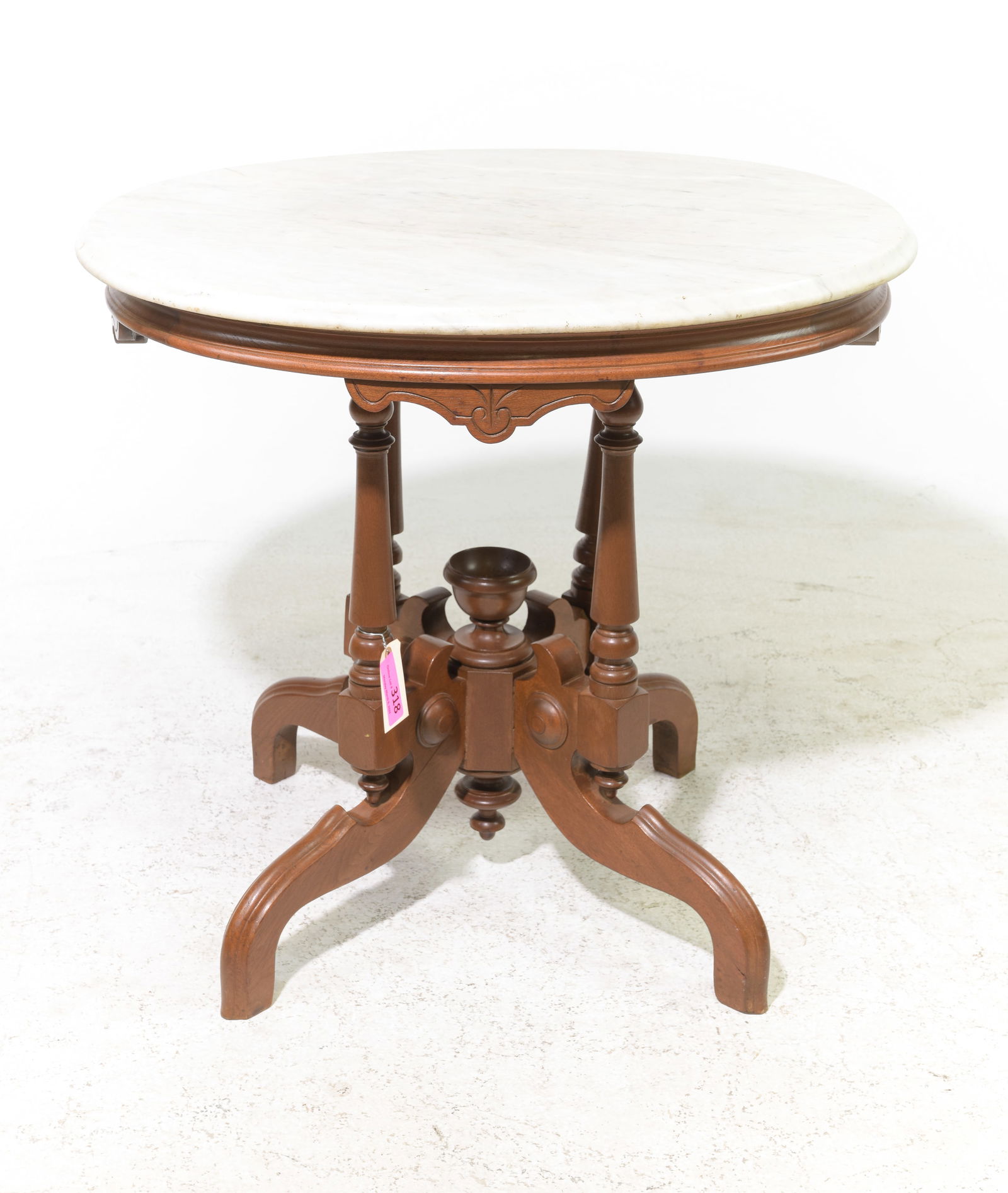 American White Marble Top Lamp / Side Table (1 of 3)