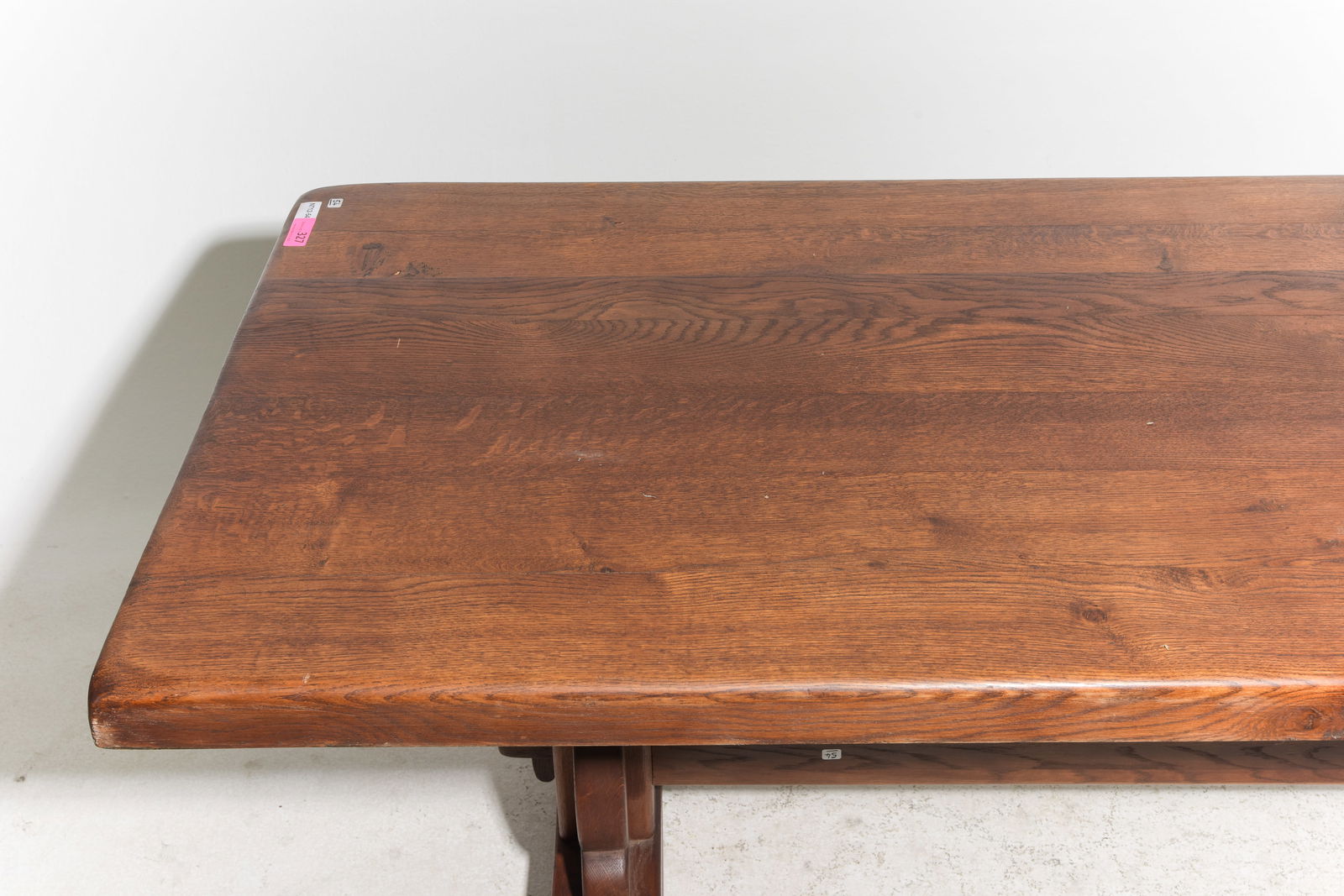 French Solid Oak Trestle Base Monastery Table - 2