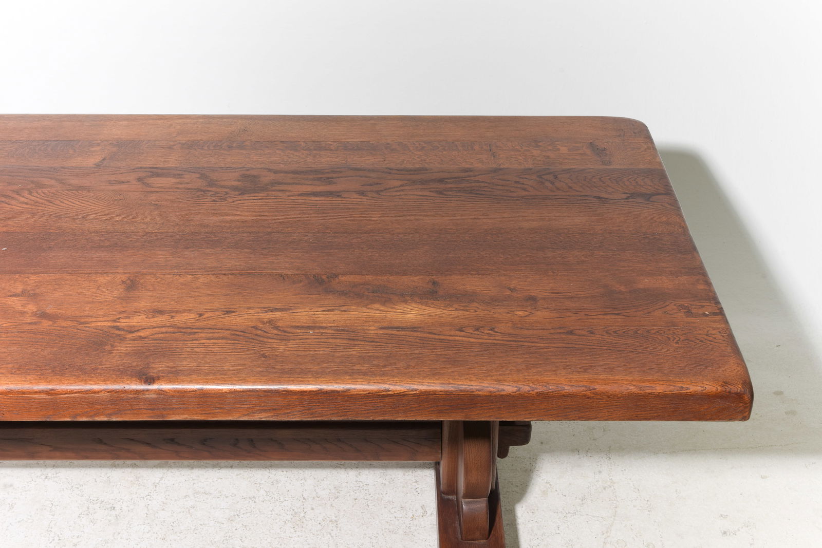 French Solid Oak Trestle Base Monastery Table - 3