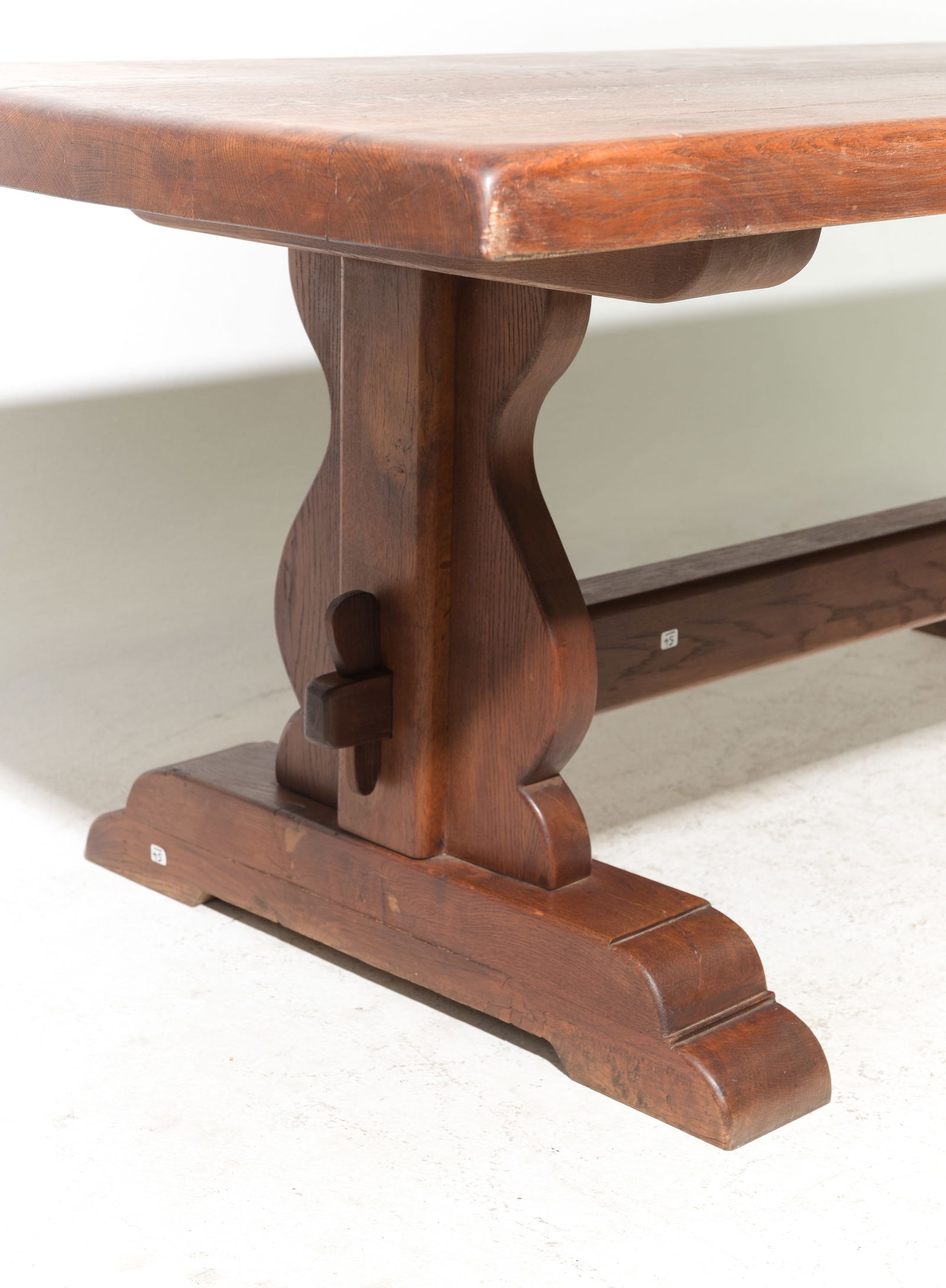 French Solid Oak Trestle Base Monastery Table - 4