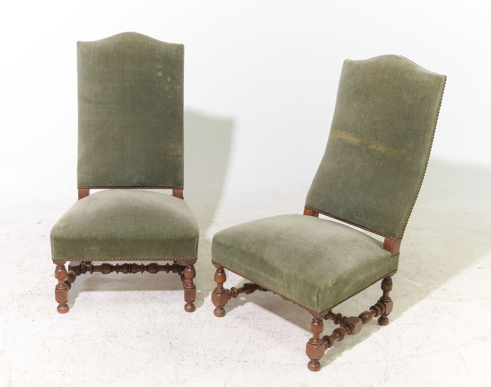 French Pair of Beech Wood Nursing Chairs: French Pair of Beech Wood Nursing Chairs - 35.25 in tall x 20 x 22.5 each with a seat height of 14 inches