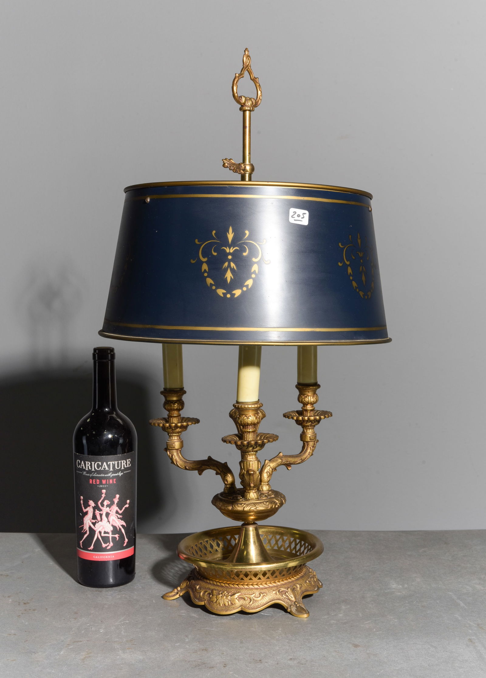 French Three Light Brass Finished Desk Lamp (1 of 4)