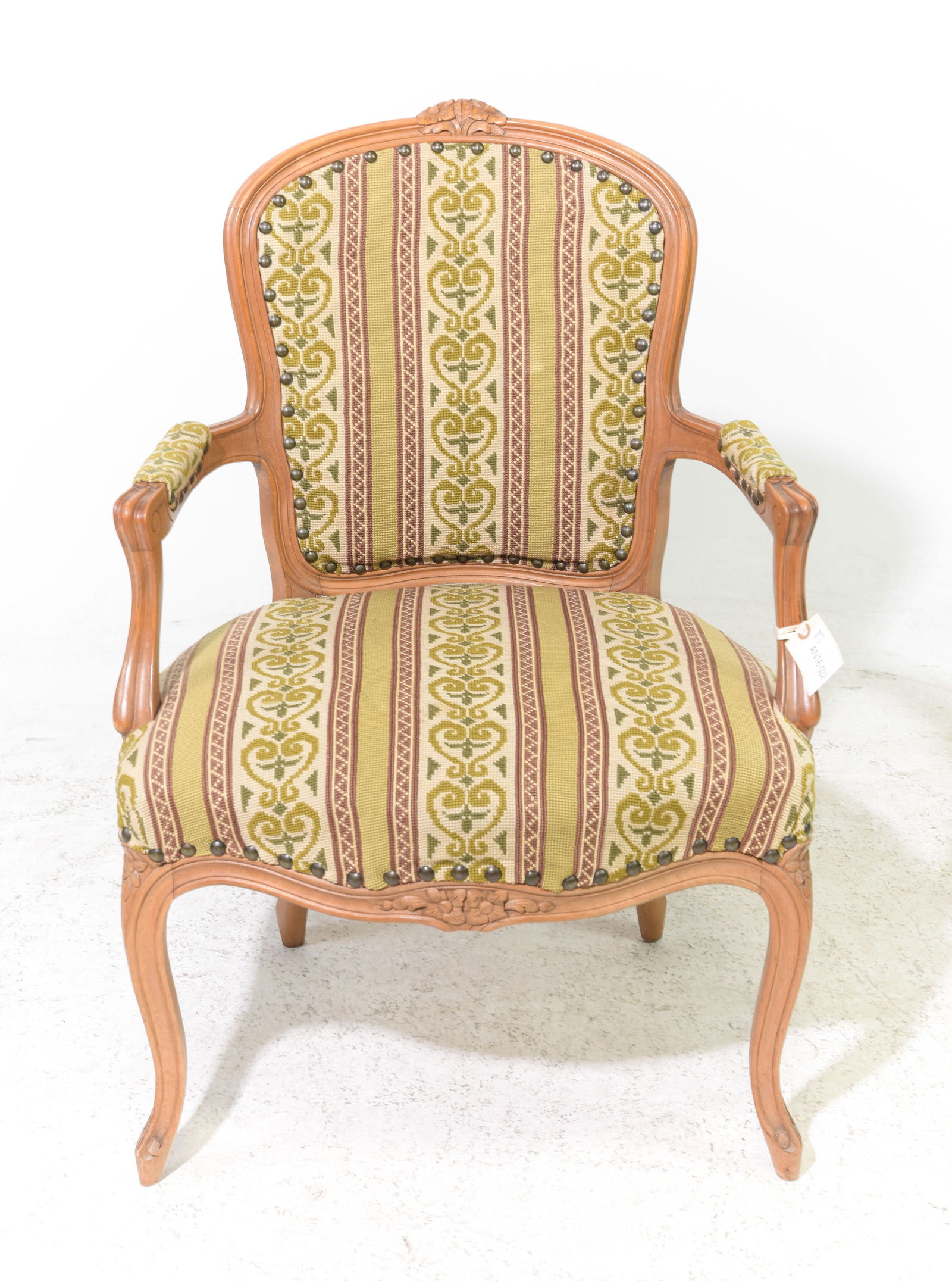 French Style Needlepoint Upholstered Arm Chair (1 of 4)