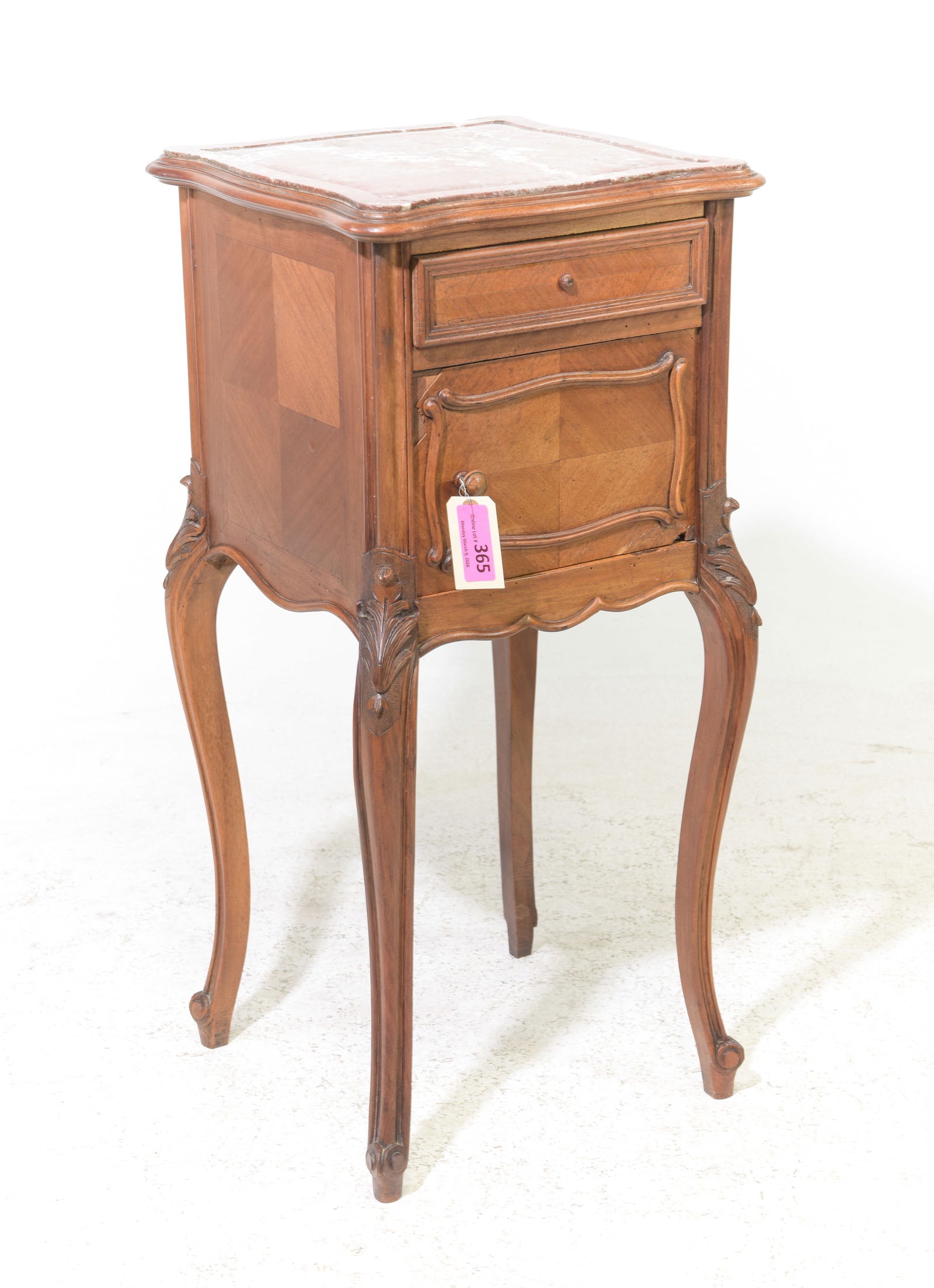 Louis XV Style Inset Marble Top Nightstand (1 of 3)