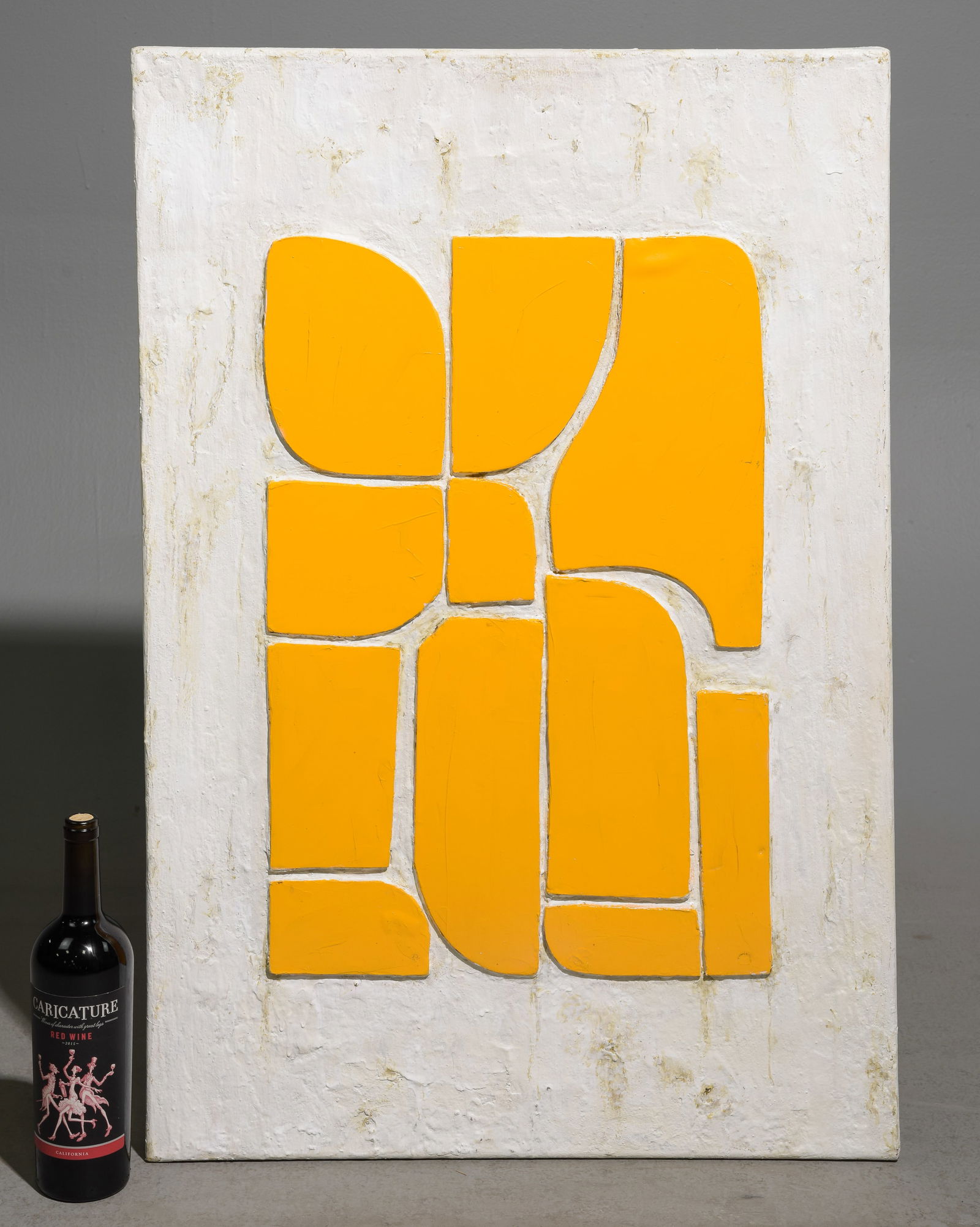 Unframed Senfgelb Wandbild Art on Canvas: Unframed Senfgelb Wandbild Mixed Media Art on Canvas - 36 in tall x 24 x 1