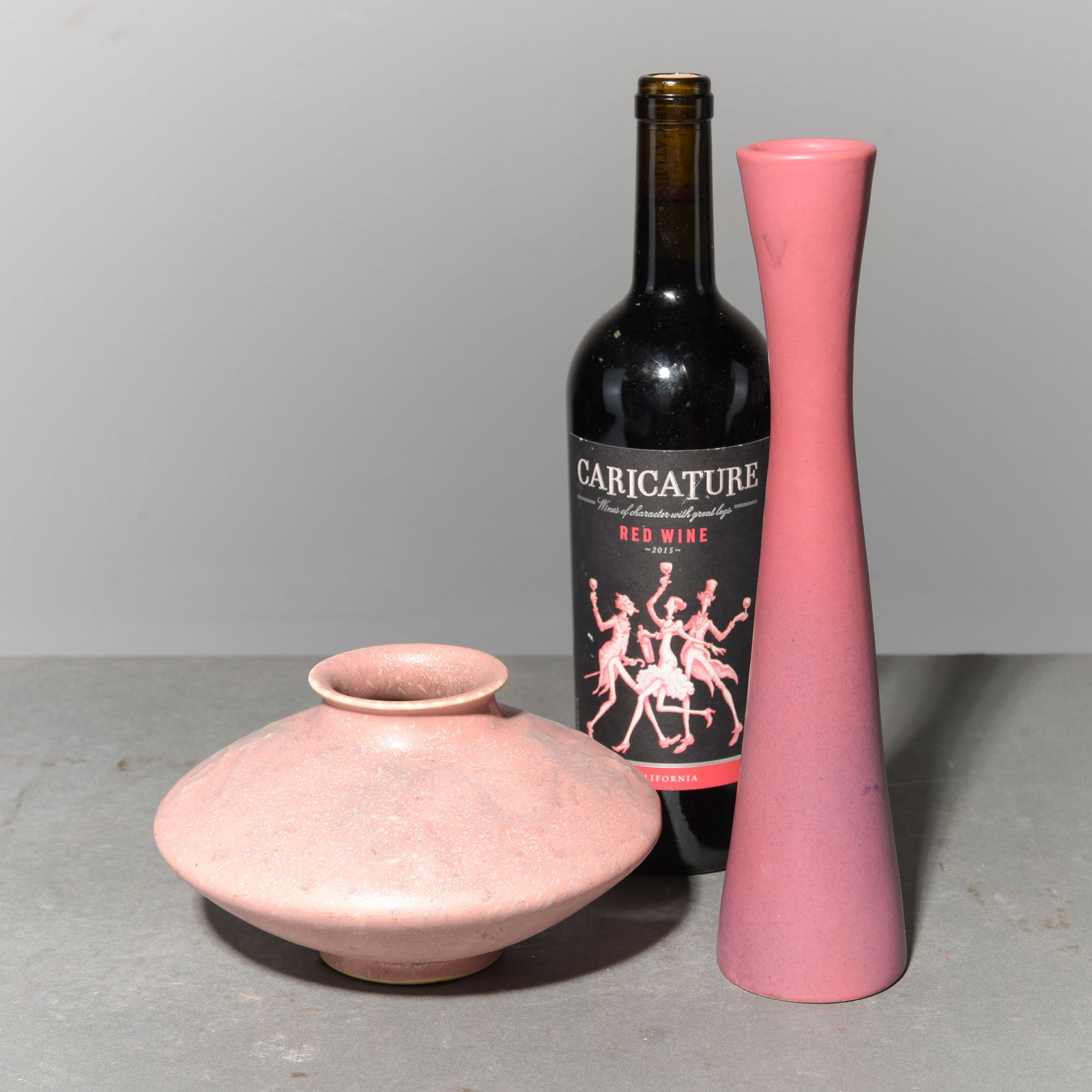 Van Briggle Pink Bud Vase & Small Vase: Van Briggle Pink Bud Vase & Small Vase likely Roseville - 11.5 in tall x 3 inch diameter and 4 in tall x 7 inch diameter