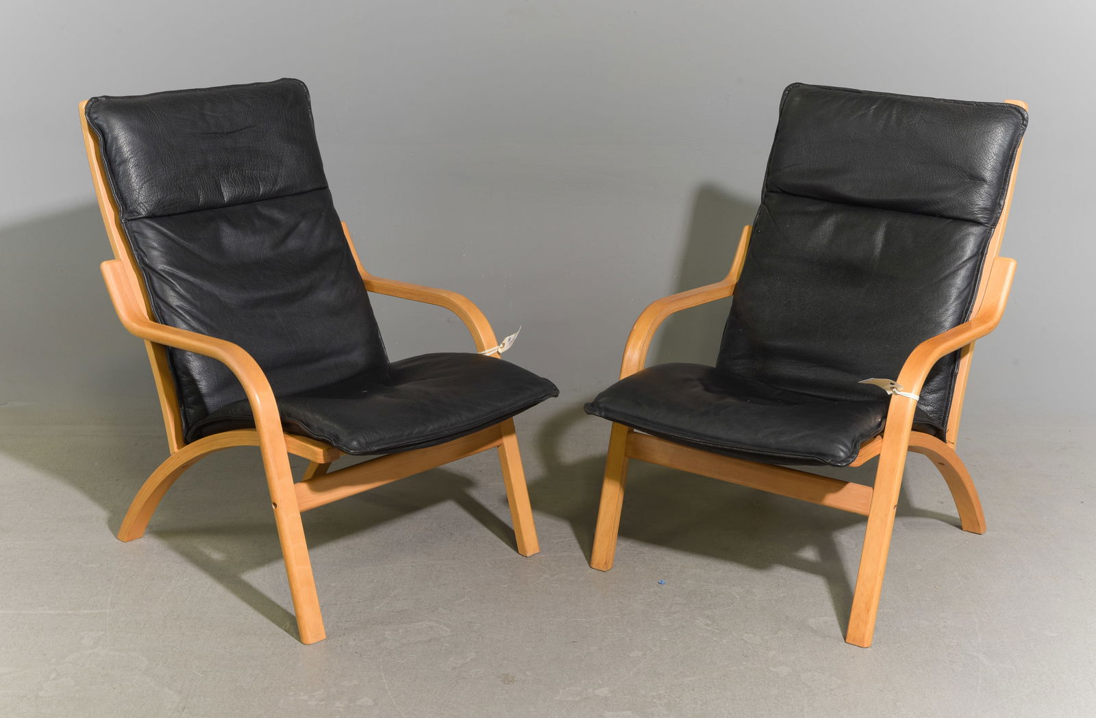 Danish Pair of Leather Upholstered Lounge Chairs (1 of 6)