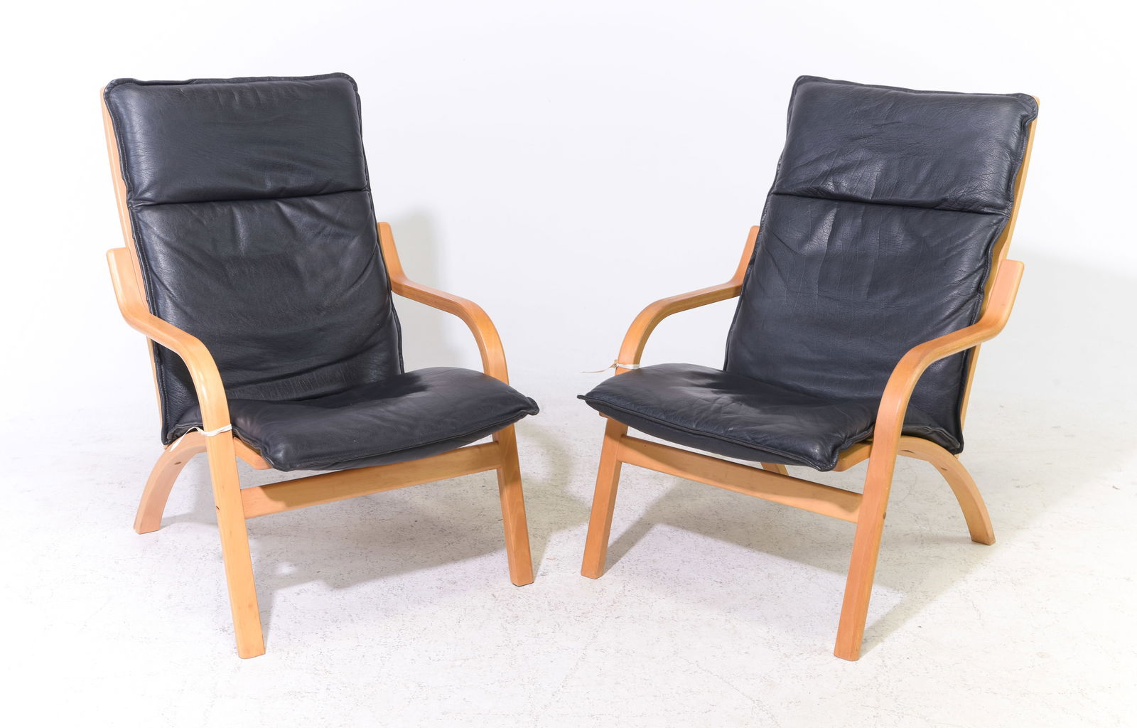 Danish Pair of Leather Upholstered Lounge Chairs (1 of 3)