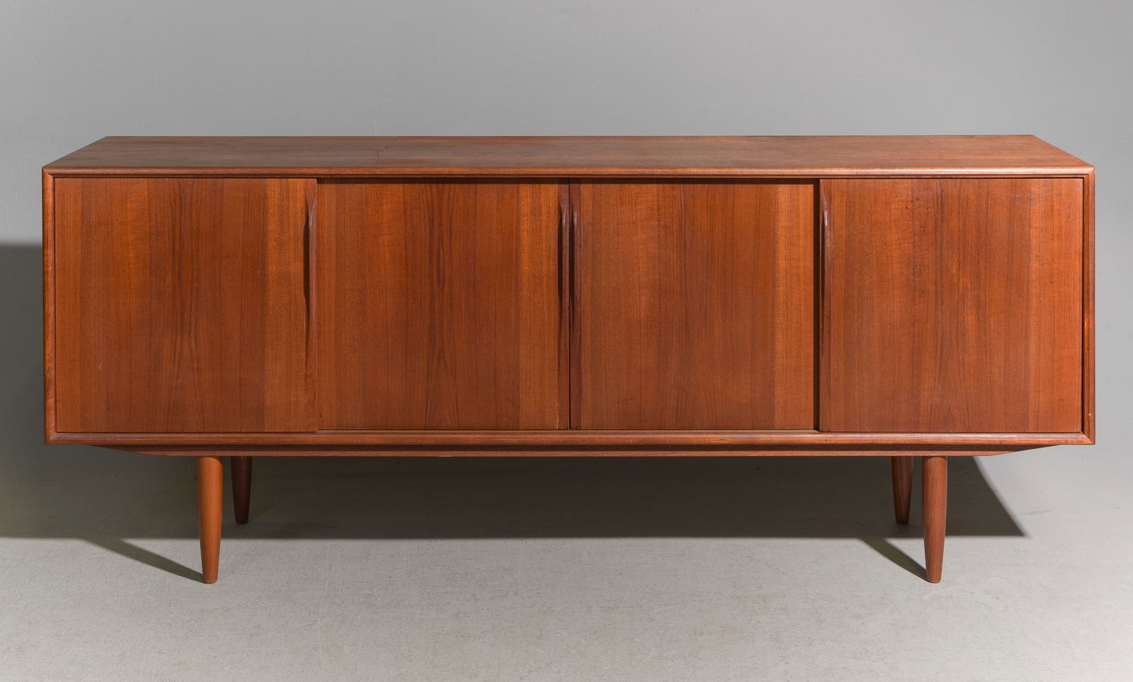Danish Modern Sliding Door Sideboard - H.P. Hansen: Danish Mid Century Modern Sliding Door Sideboard - attributed to H.P. Hansen - 32.5 in tall x 79 x 18