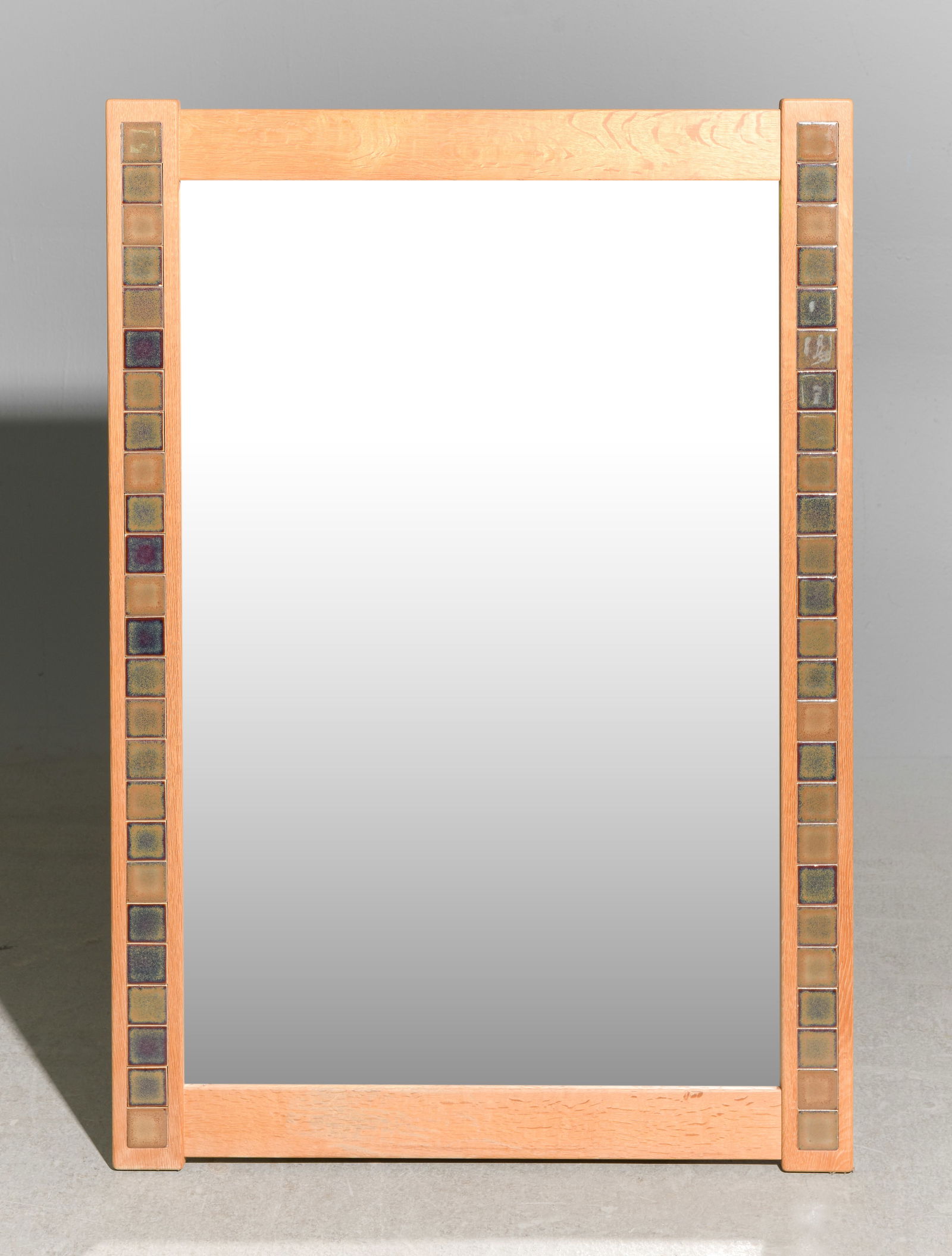 Danish Oak Framed Mirror with Tiles (1 of 3)