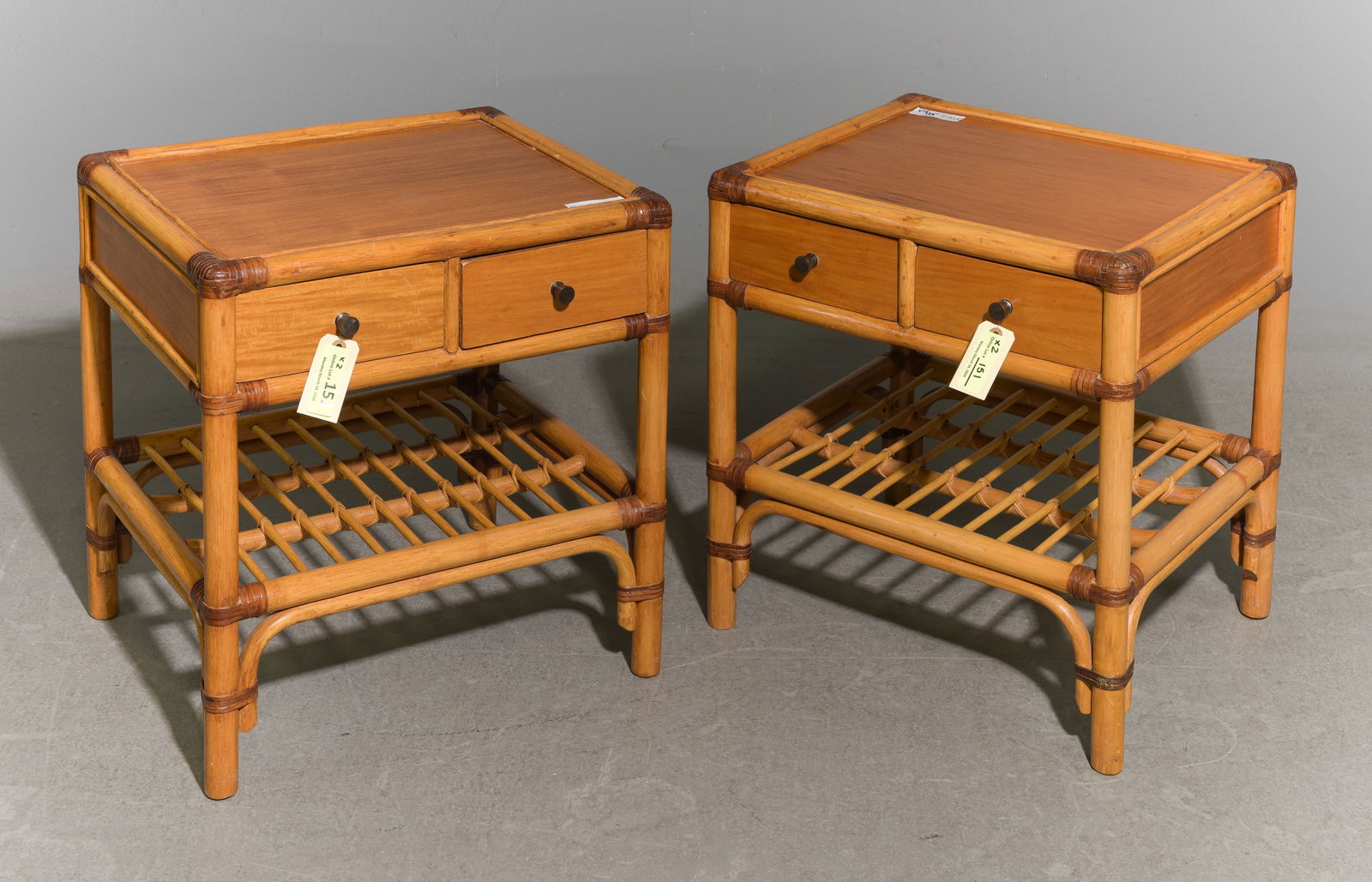 Swedish Pair of Kenneth Bergenblad End Tables: Swedish Pair of Kenneth Bergenblad End Tables / Nightstands with Drawrs designed for DUX Mobel AB c.1976 - 21 in tall x 20.5 x 17.5 each