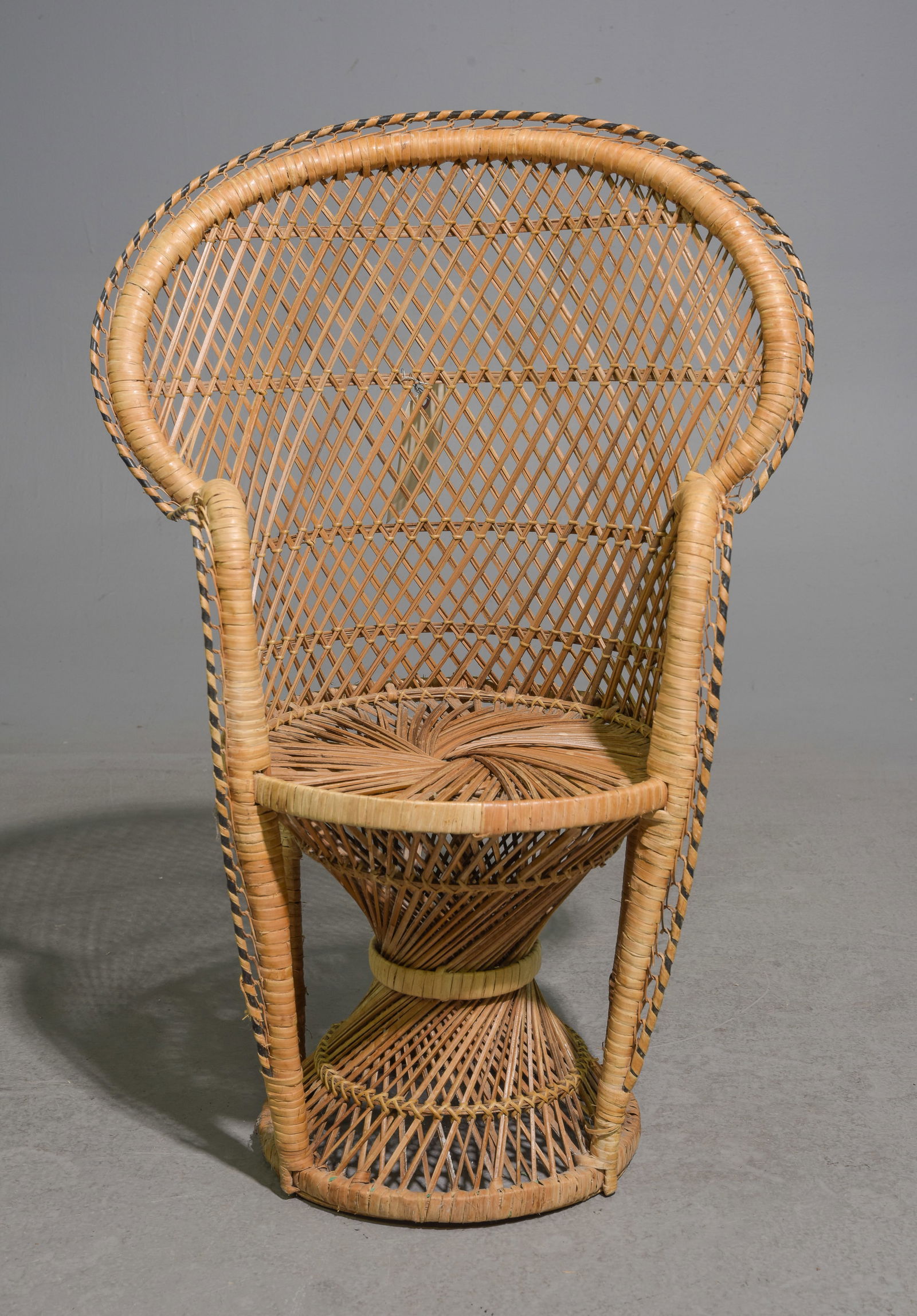 Youth Petite Tiki Style Woven Fan Back / Peacock Chair (1 of 4)