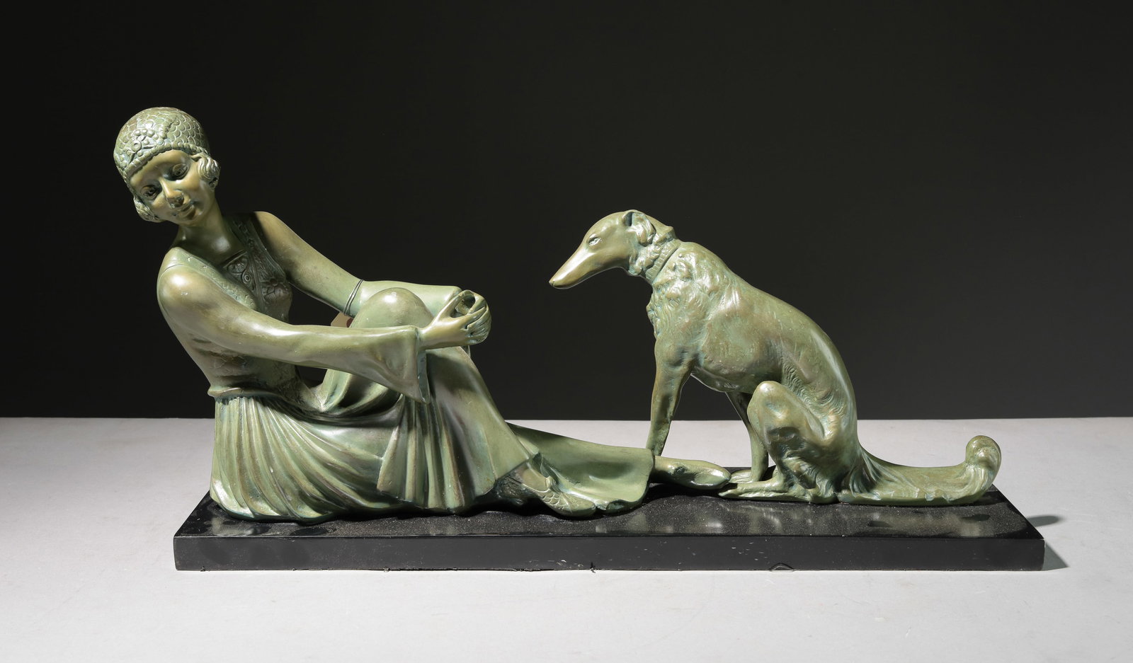 Art Nouveau / Deco Figure - "Dog Lover" (1 of 5)