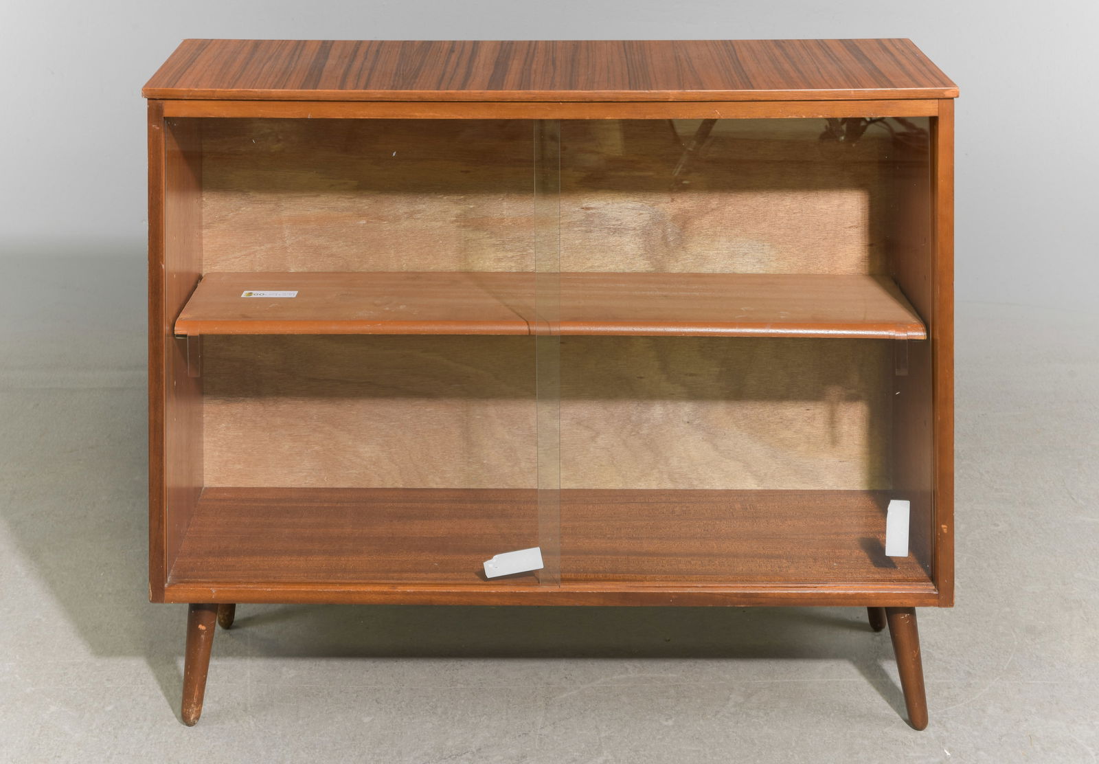 Mid Century Modern Sliding Glass Door Bookcase #2: Danish Modern Style Sliding Glass Door Bookcase / Cabinet - 30.5 in tall x 36.5 x 10.5