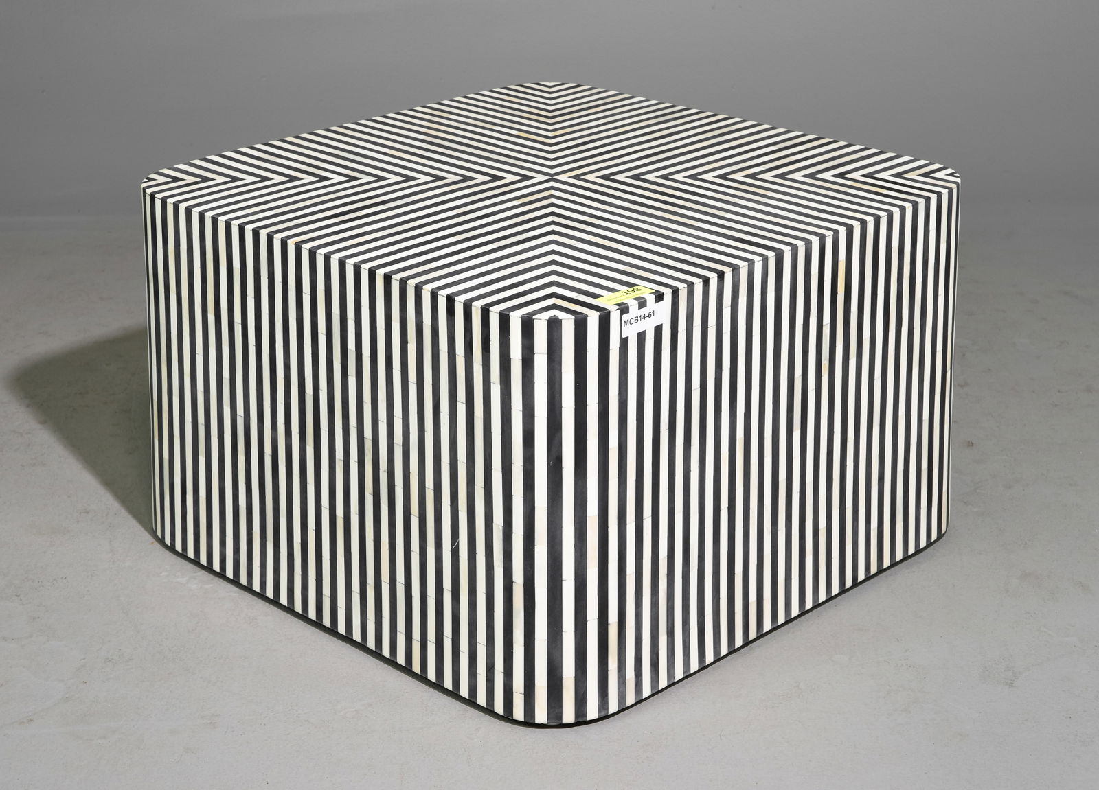 Modernist Black & White Bone Inlaid Coffee Table: Modernist Black & White Bone Inlaid Coffee / Cocktail Table - 18.5 inches tall x 31.5 inches diameter