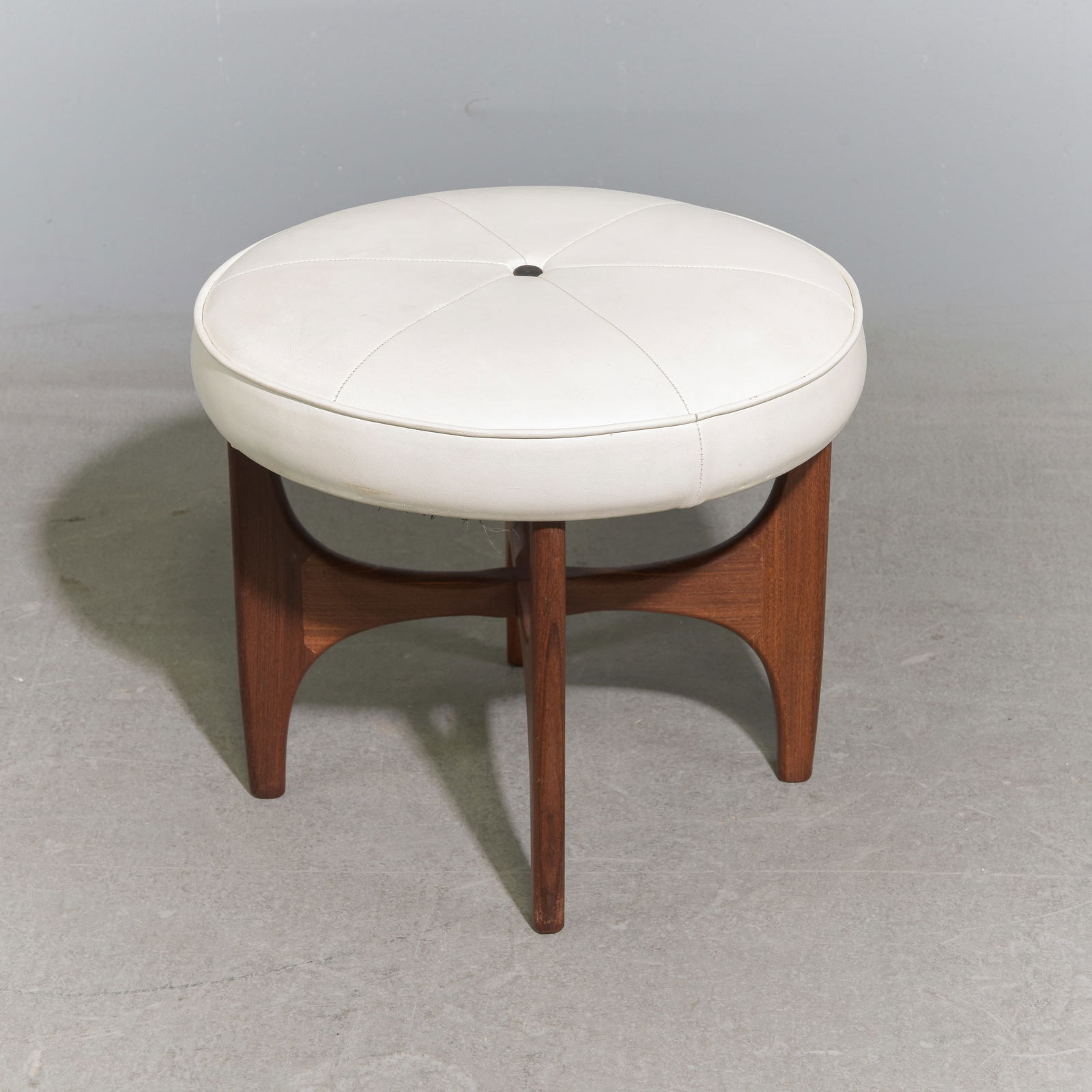 Mid Century Modern G-Plan Fresco Stool #1: This Danish Modern Style Stool is British and made by Mid Century Modern Furniture Maker G Plan (Gplan), Part of their Fresco Series. - 17 in tall x 20 inch diameter