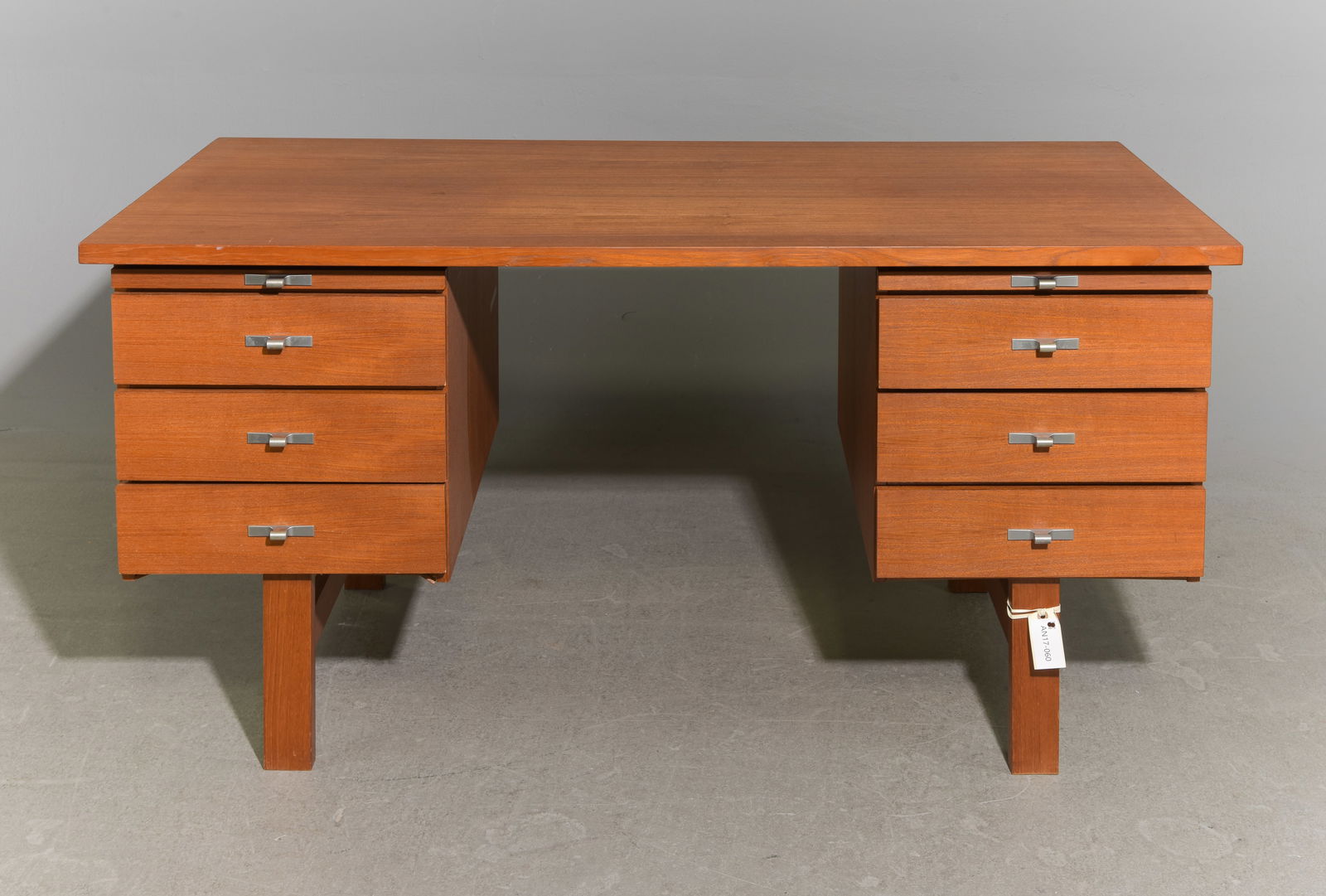 Danish Modern Desk with Drawers & Pull Outs: Danish Mid Century Modern Desk with Drawers & Pull Outs - 28.5 in tall x 57 x 27.5, Kneehole is 27.5 x 21