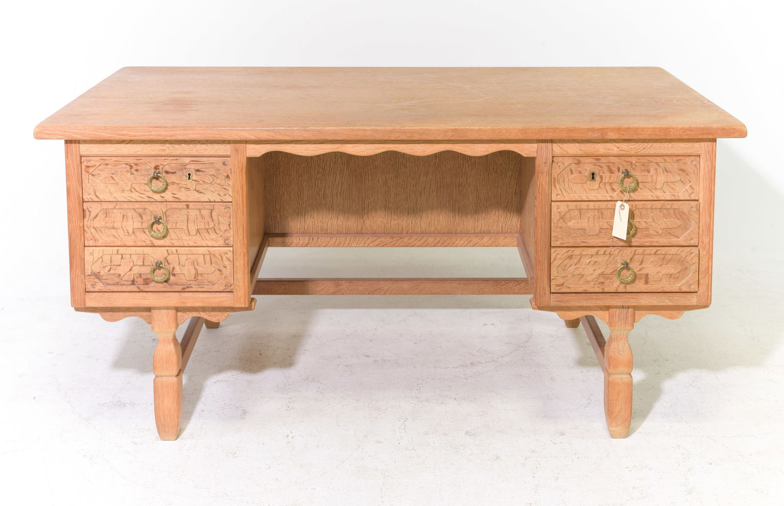 Danish Oak Desk with Bookshelf Front (1 of 6)