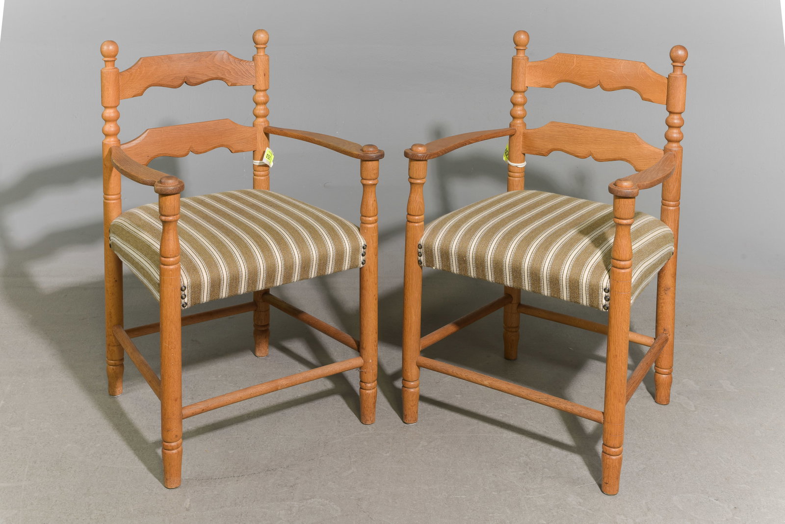 Danish Oak Pair of Upholstered Arm Chairs (1 of 4)