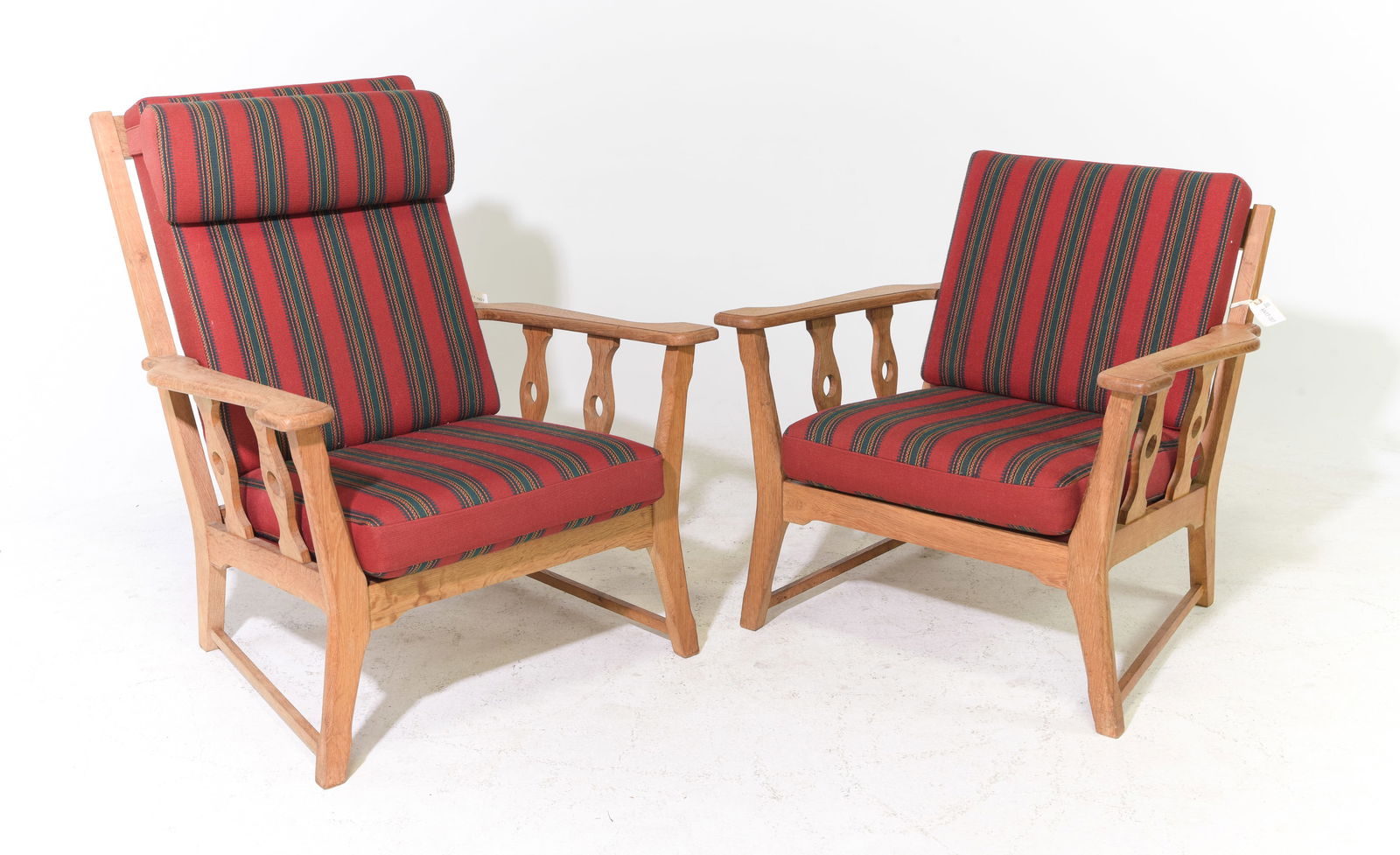 Danish Oak His & Hers Upholstered Arm Chairs (1 of 5)