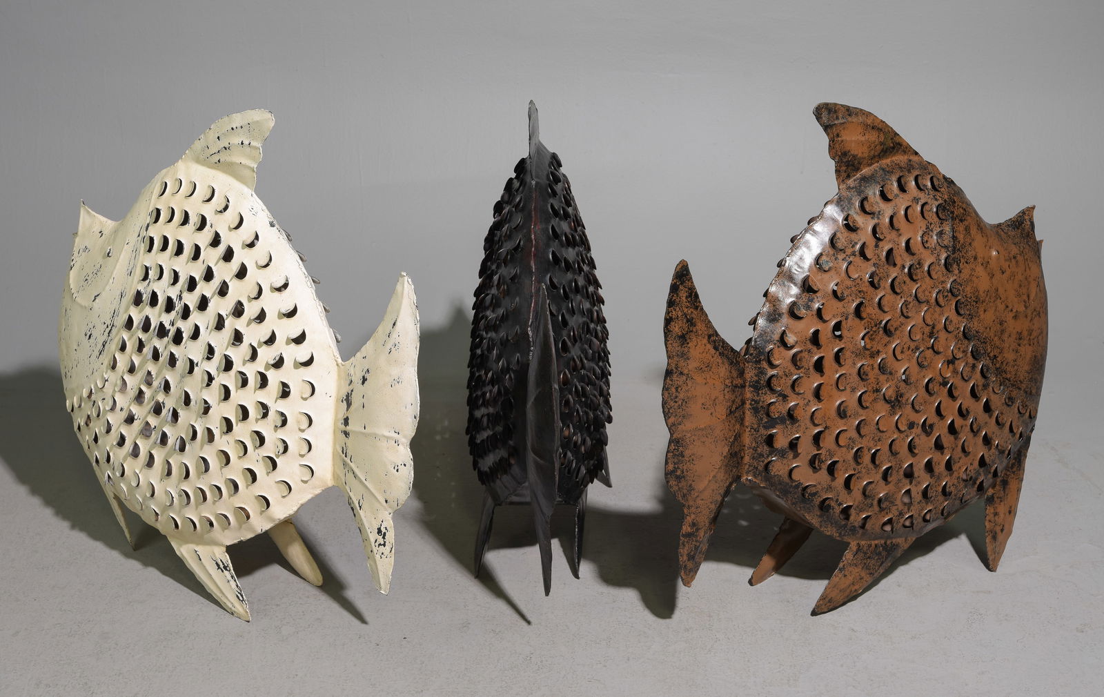 Three Assorted Large Metal Decorative Fish #1 - 4