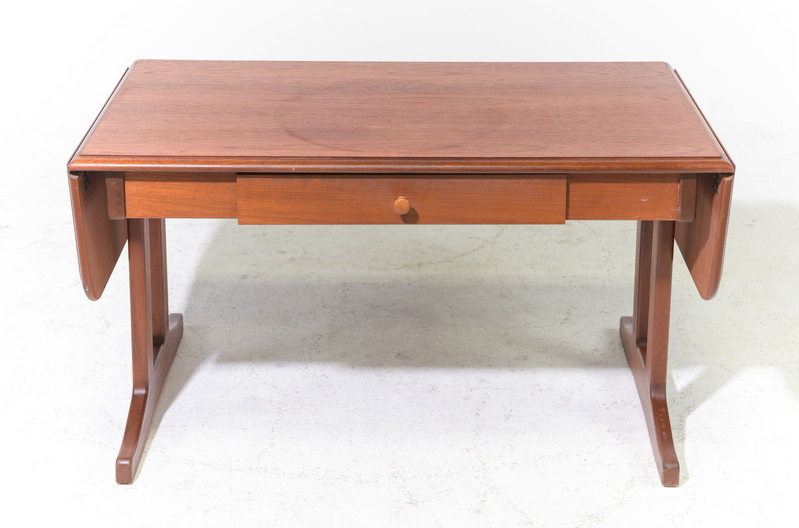 Mid Century Modern Drop Sided Coffee Table: Danish Modern Style Drop Sided Coffee / Cocktail Table with Drawer - 20.5 in tall x 37.25 x 20, Leaves add an additional 9 inches each