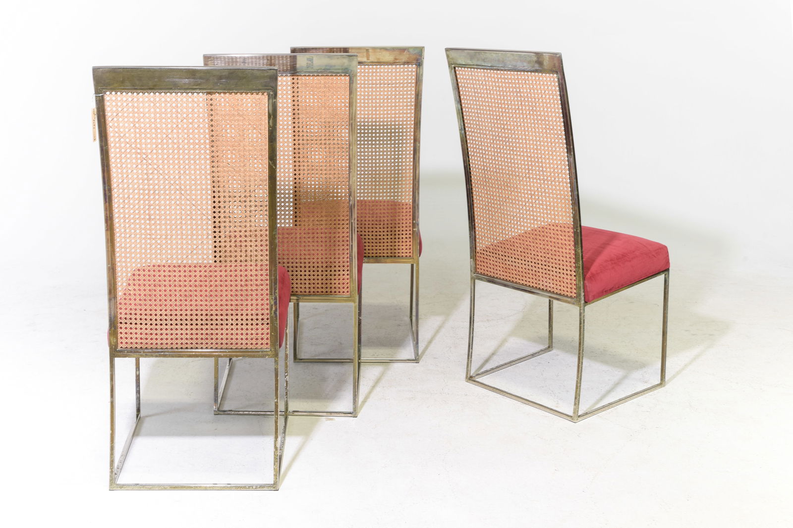 4 Milo Baughman Caned Back Dining Chairs - 4