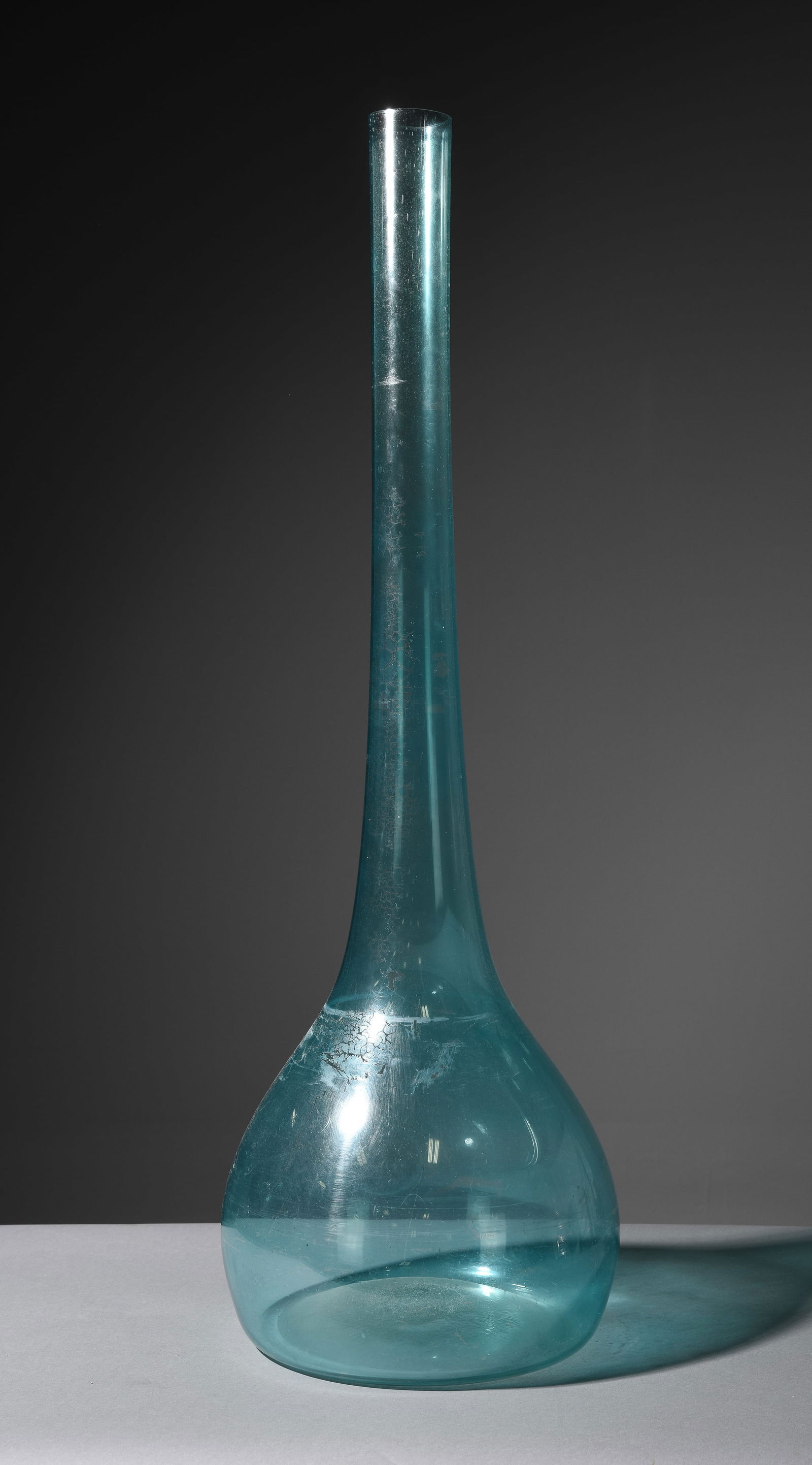 Hand Blown Large Blue Glass Vase (1 of 2)
