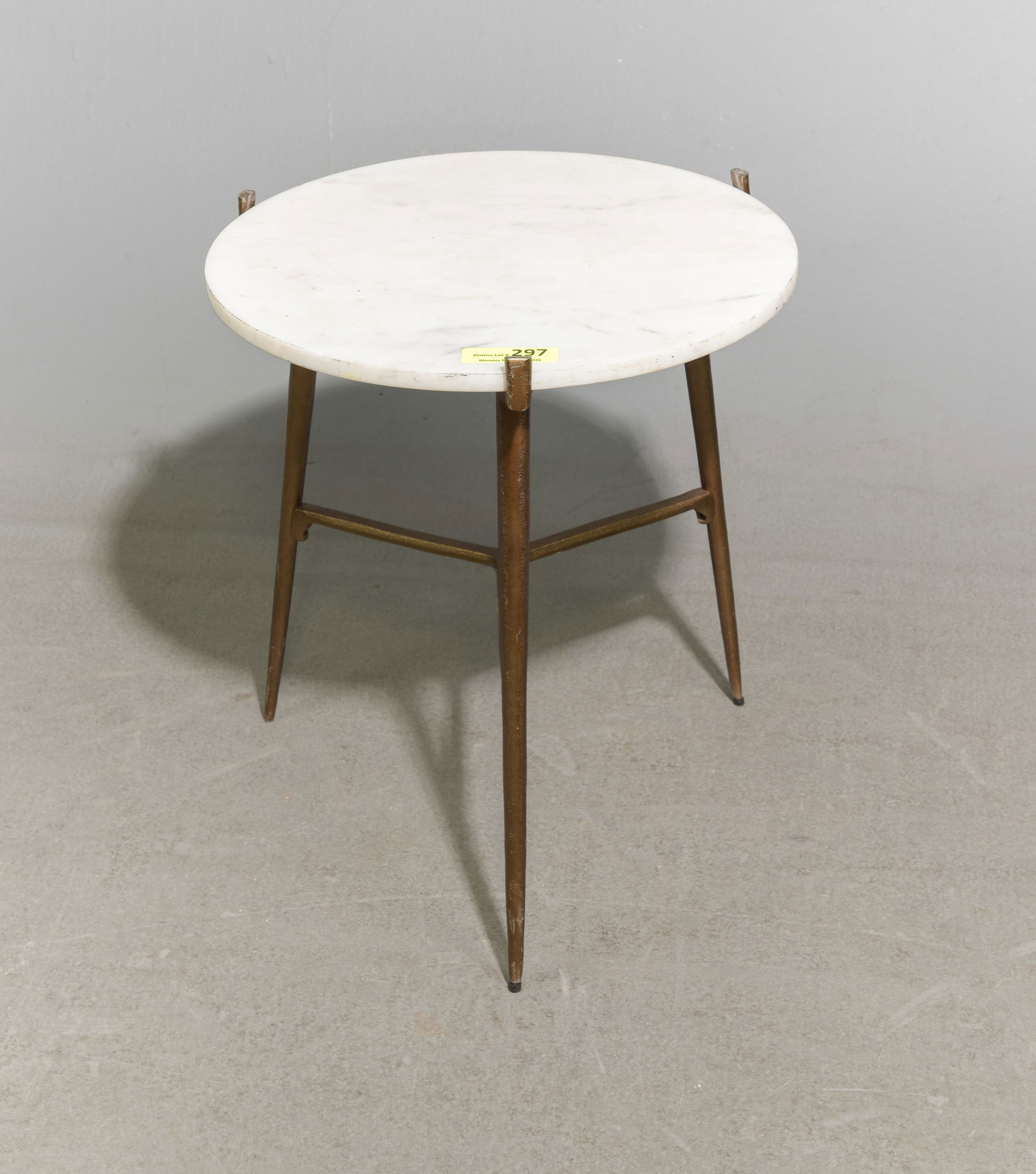White Marble Top Round Metal Base End Table (1 of 2)