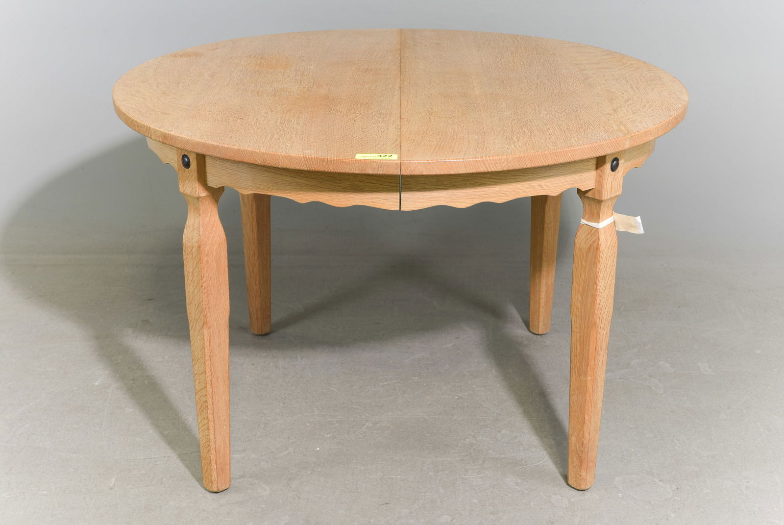 Danish Oak Round Table with 2 Insertable Leaves: Danish Oak Round Table with 2 Insertable Leaves - 29 in tall x 45 inch diameter, Leaves add an additional 23.5 inches each - Similar in style to / possibly by : S. Thrane & Son / Henning Kjaernulf / G