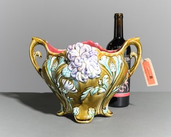 Onnaing Majolica Jardiniere / Planter - Floral #2