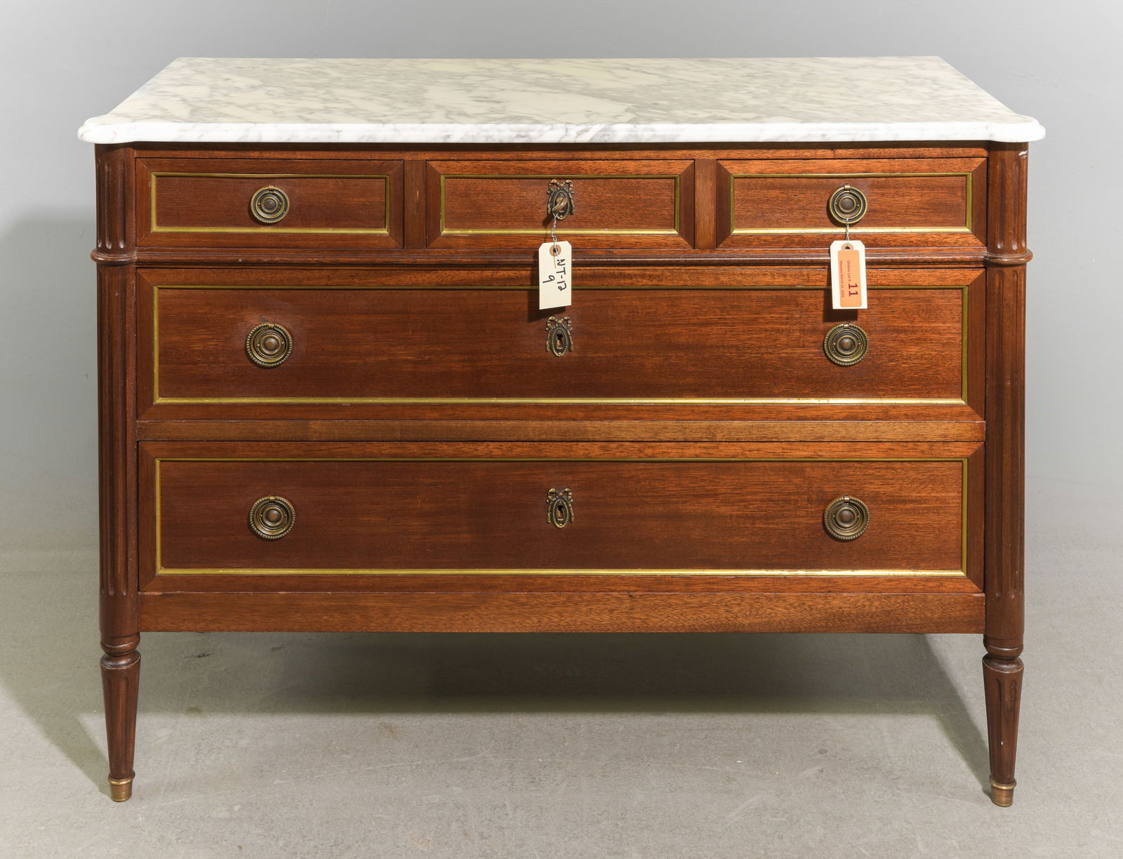 Louis XVI Style White Marble Top Chest (1 of 5)