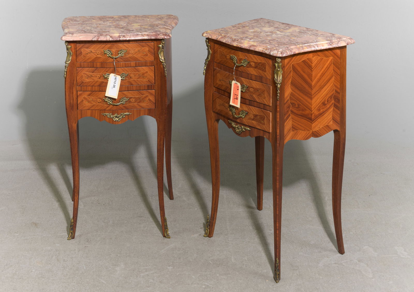 Louis XV Style Pair of Marble Top Chests (1 of 4)