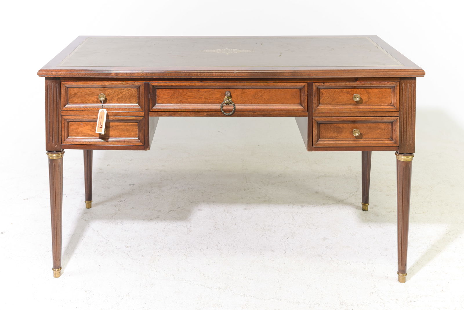 Louis XVI Style Leather Top Mahogany Desk (1 of 4)
