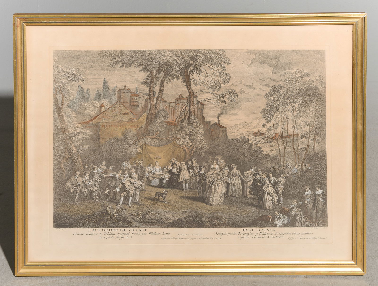 "L'Accordee De Village" Framed Engraving Print: "L'Accordee De Village" Framed Engraving Print - 23 in tall x 29 x 1.5