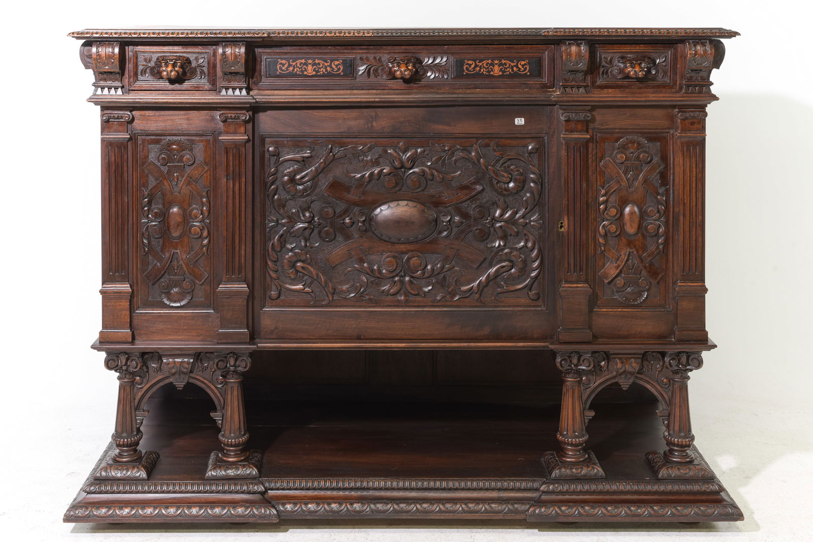 Renaissance Style Carved Walnut Buffet #2 (1 of 7)