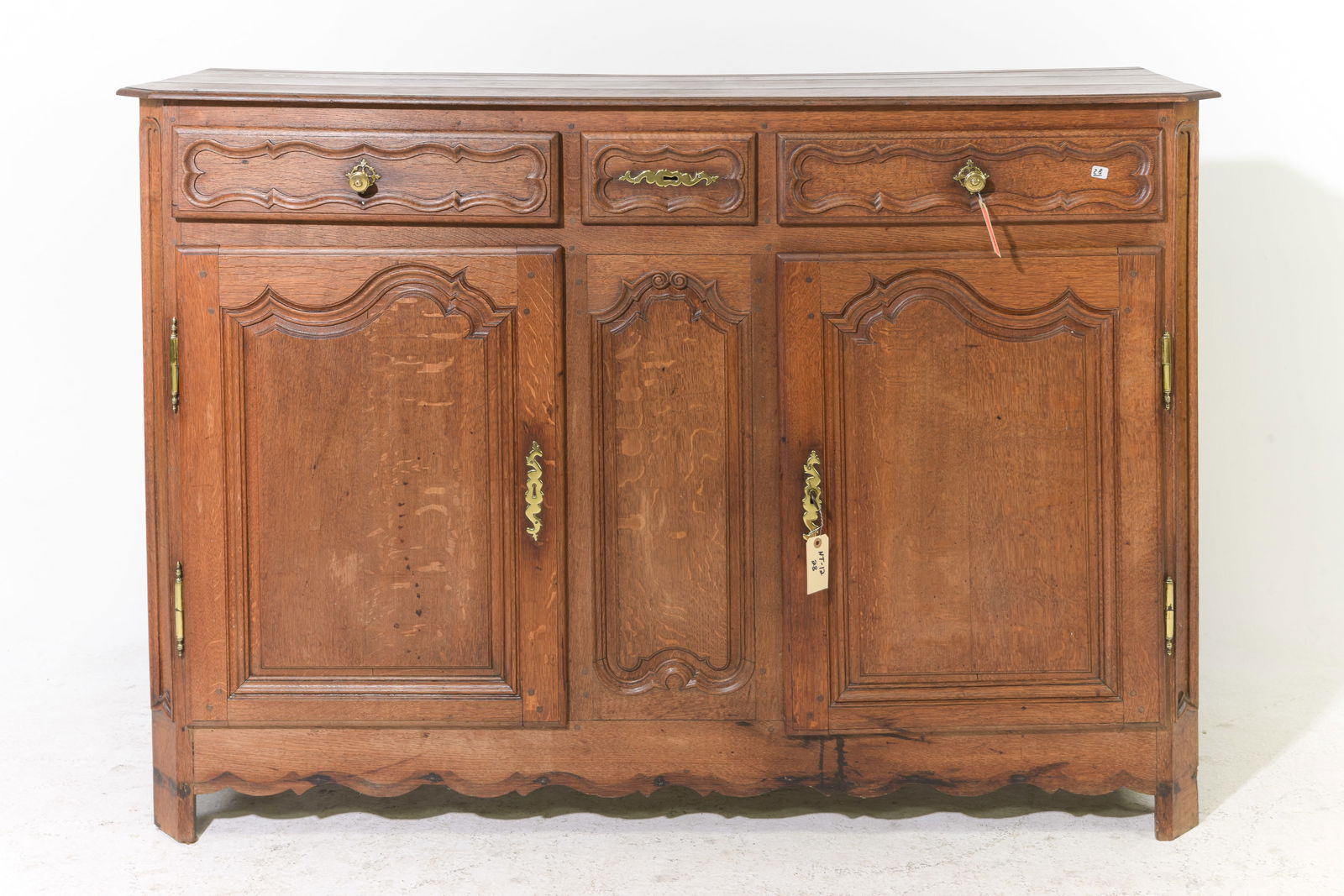 Louis XV Style Oak Sideboard / Buffet: French Louis XV Style Oak Sideboard / Buffet - 43.25 in tall x 62.25 x 21.5